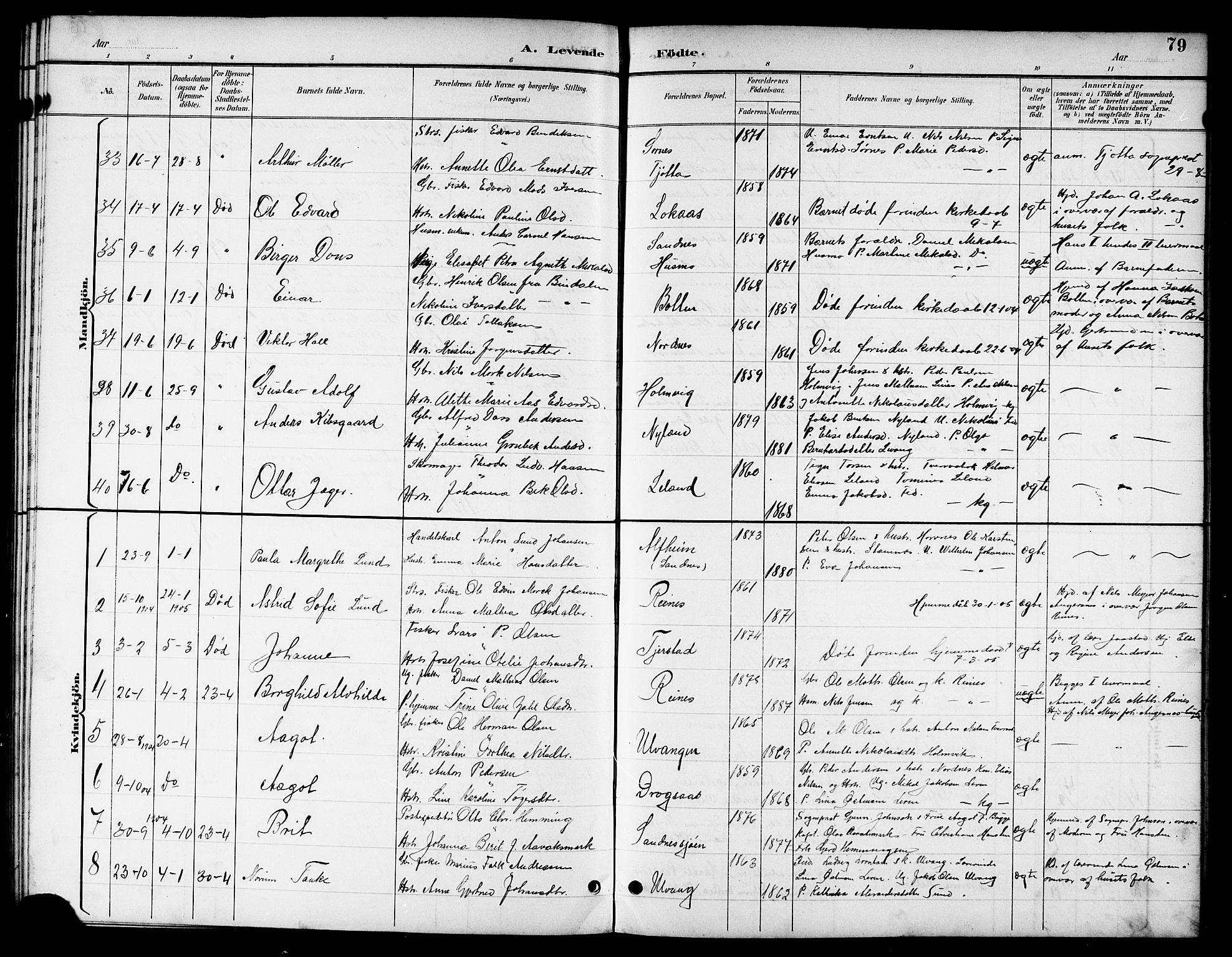 Ministerialprotokoller, klokkerbøker og fødselsregistre - Nordland, SAT/A-1459/831/L0478: Parish register (copy) no. 831C05, 1892-1909, p. 79
