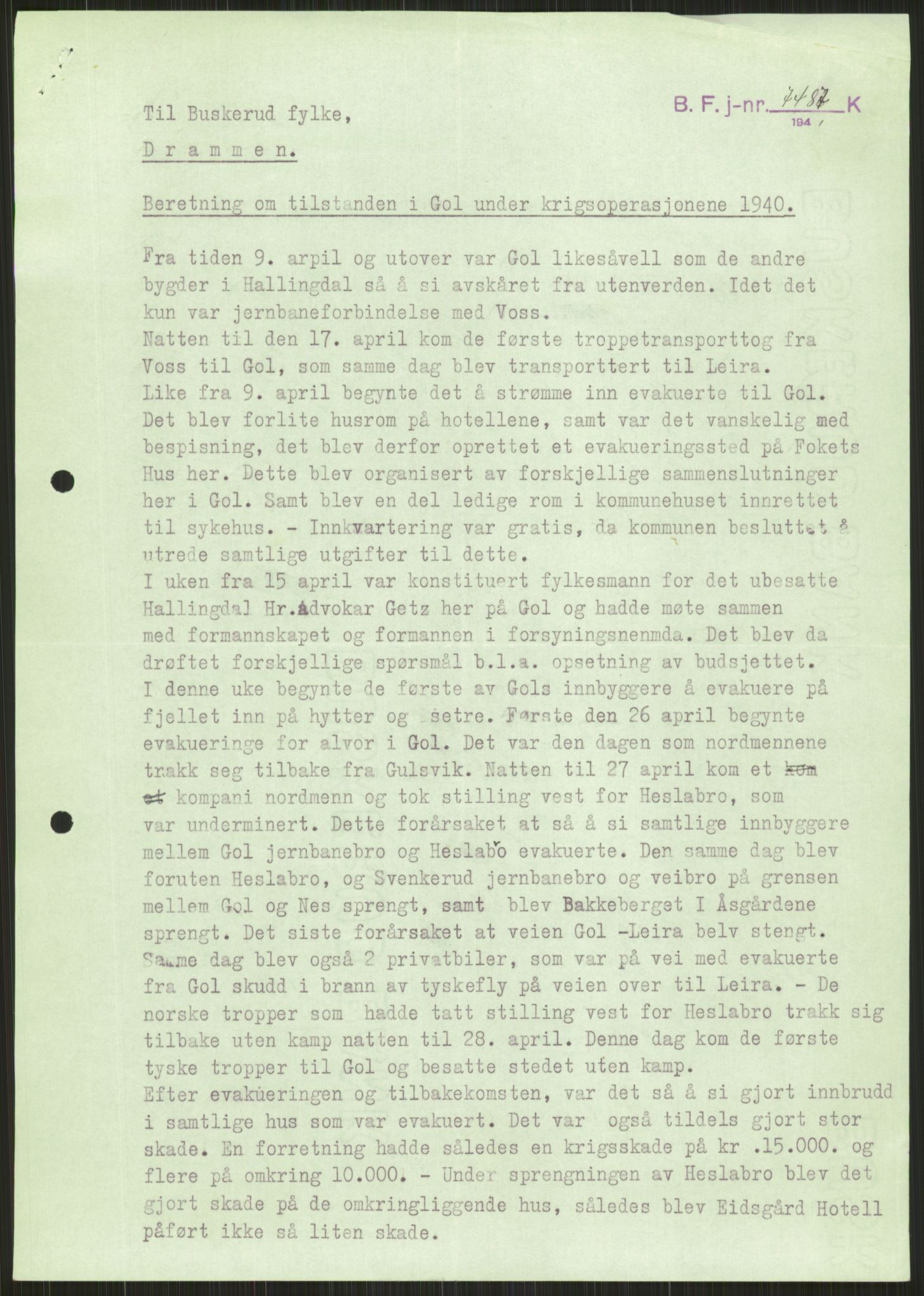 Forsvaret, Forsvarets krigshistoriske avdeling, RA/RAFA-2017/Y/Ya/L0014: II-C-11-31 - Fylkesmenn.  Rapporter om krigsbegivenhetene 1940., 1940, p. 331