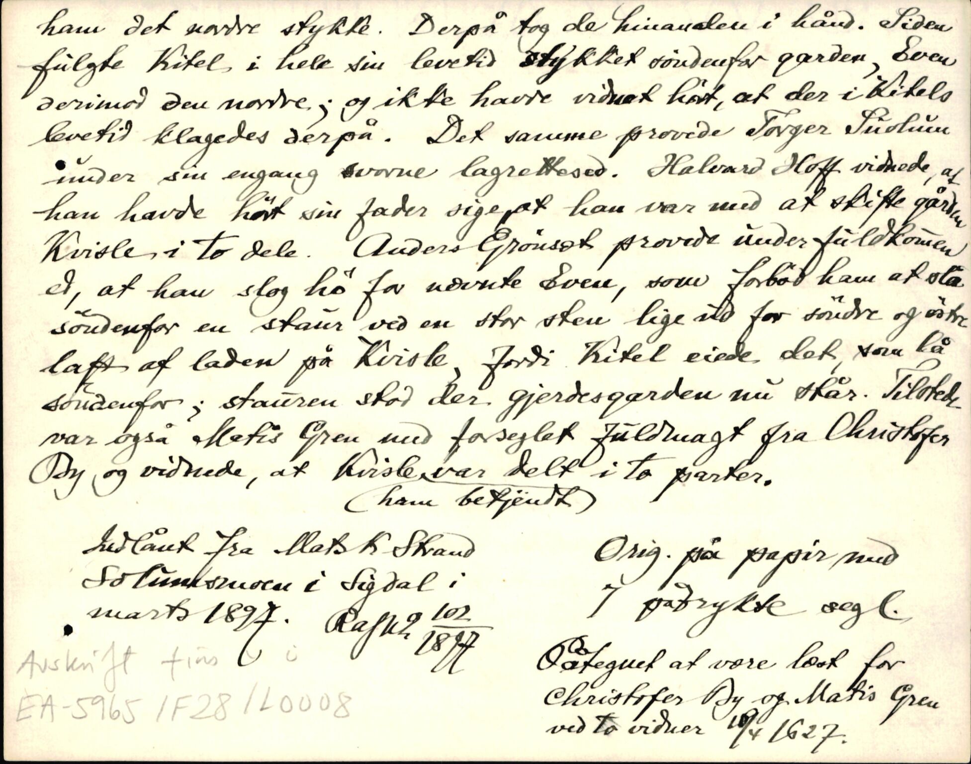 Riksarkivets diplomsamling, AV/RA-EA-5965/F35/F35d/L0003: Innlånte diplomer, seddelregister, 1621-1642, p. 42