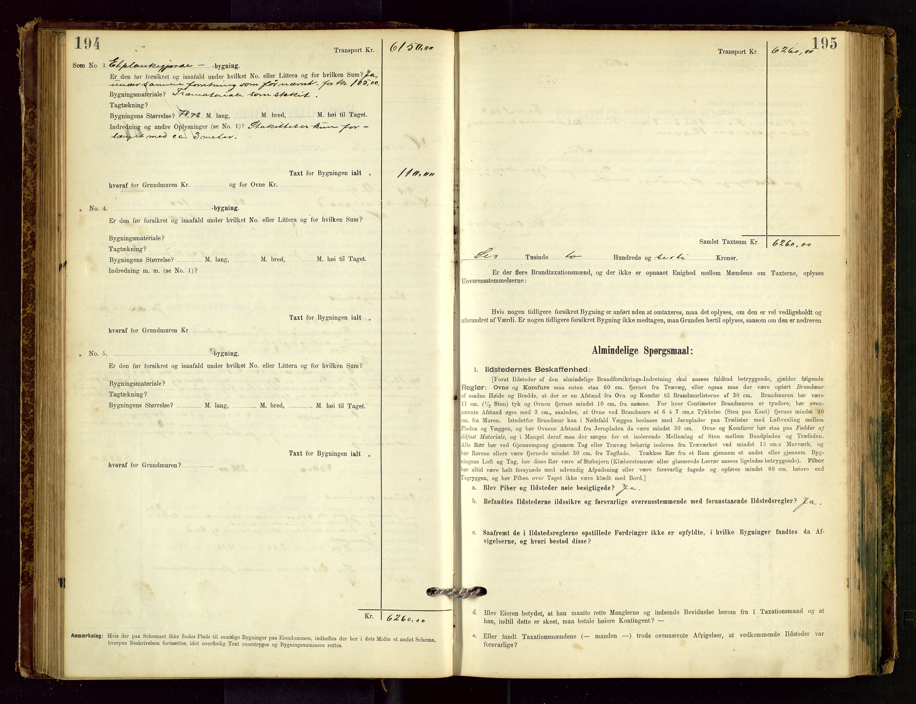 Hetland lensmannskontor, SAST/A-100101/Gob/L0001: "Brandtaxationsprotokol", 1895-1918, p. 194-195