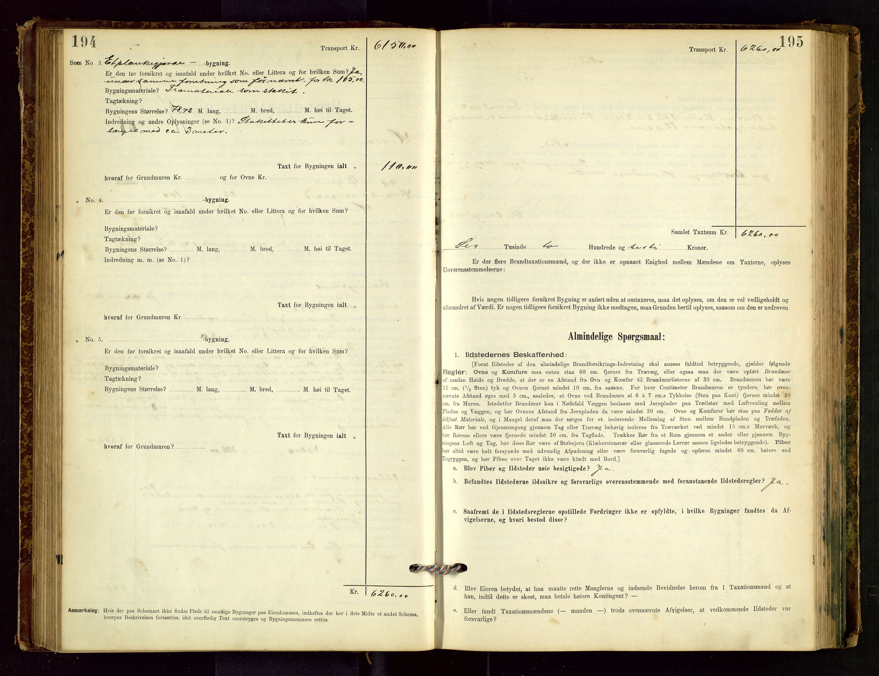 Hetland lensmannskontor, AV/SAST-A-100101/Gob/L0001: "Brandtaxationsprotokol", 1895-1918, p. 194-195