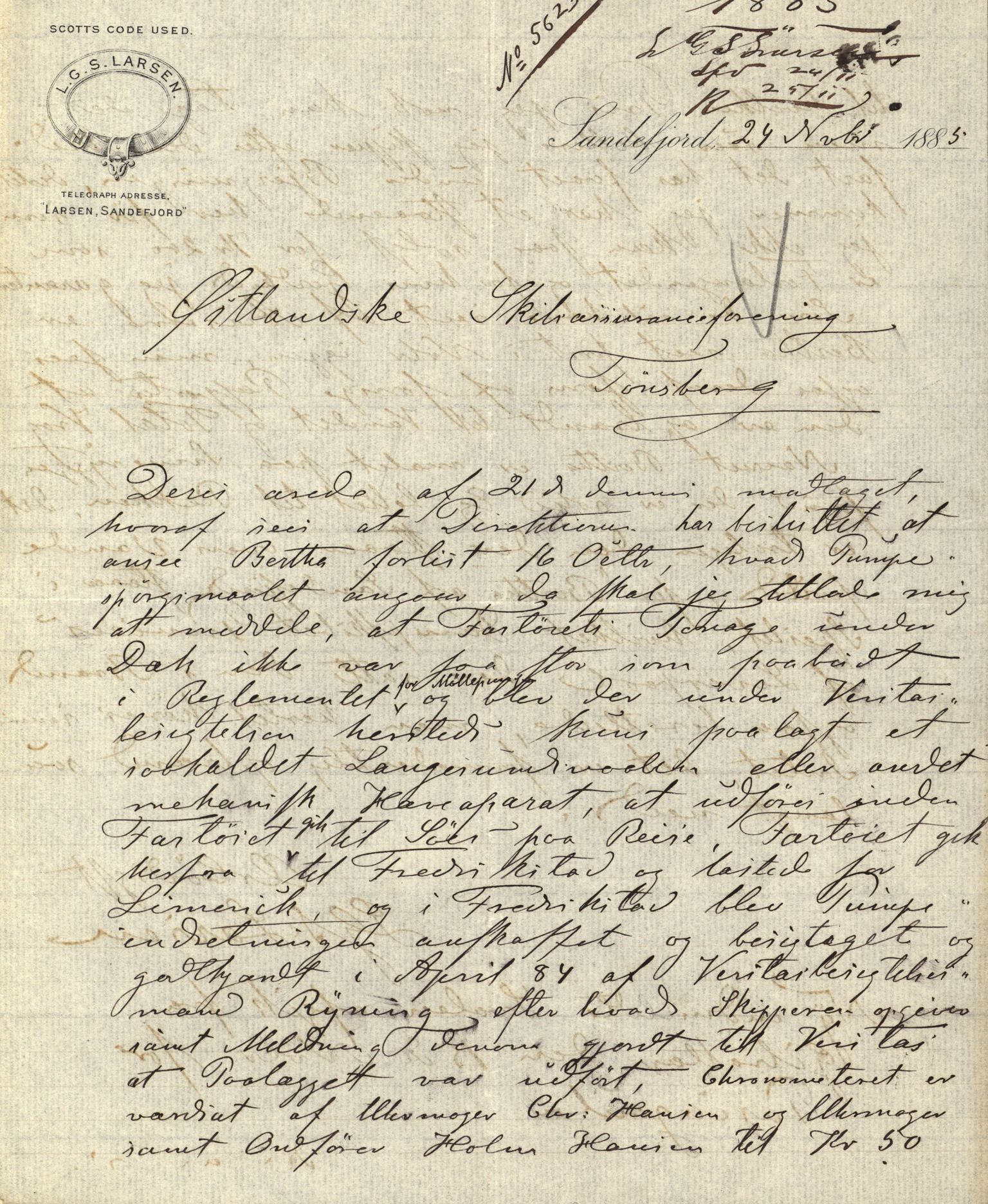 Pa 63 - Østlandske skibsassuranceforening, VEMU/A-1079/G/Ga/L0018/0011: Havaridokumenter / Bertha, Bonita, Immanuel, Th. Thoresen, India, 1885, p. 4