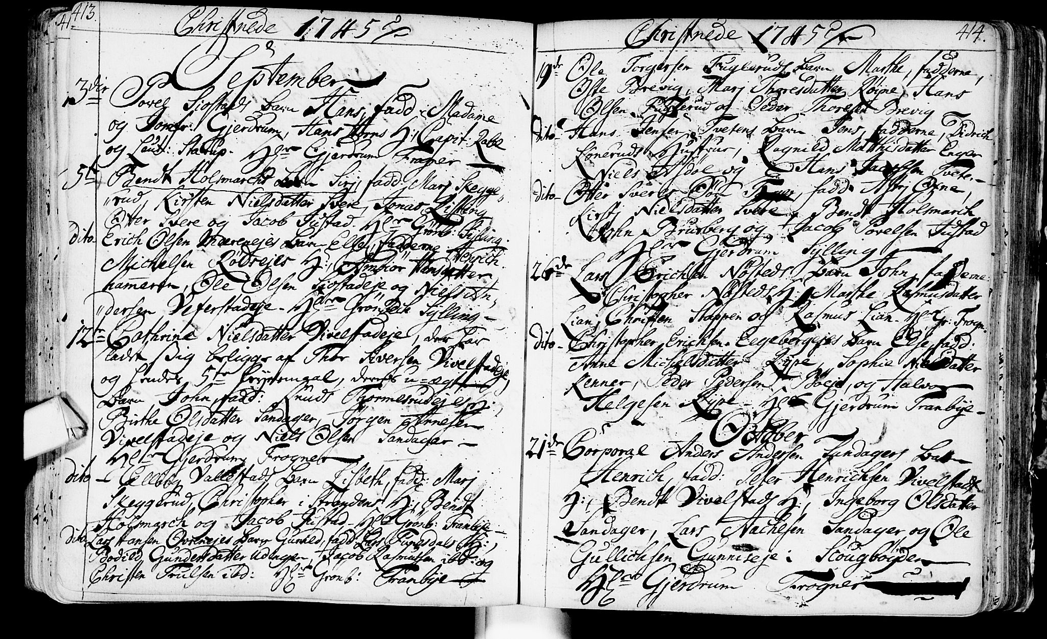 Lier kirkebøker, SAKO/A-230/F/Fa/L0003: Parish register (official) no. I 3, 1727-1748, p. 413-414