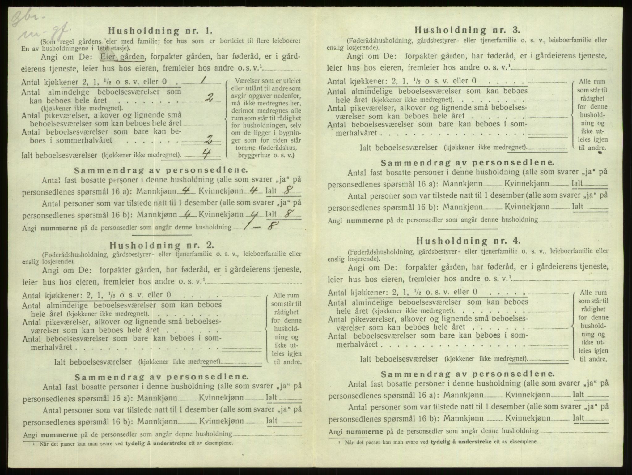 SAB, 1920 census for Hornindal, 1920, p. 433