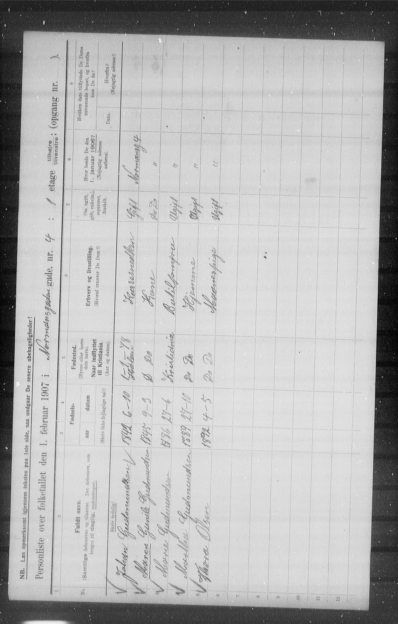 OBA, Municipal Census 1907 for Kristiania, 1907, p. 37659