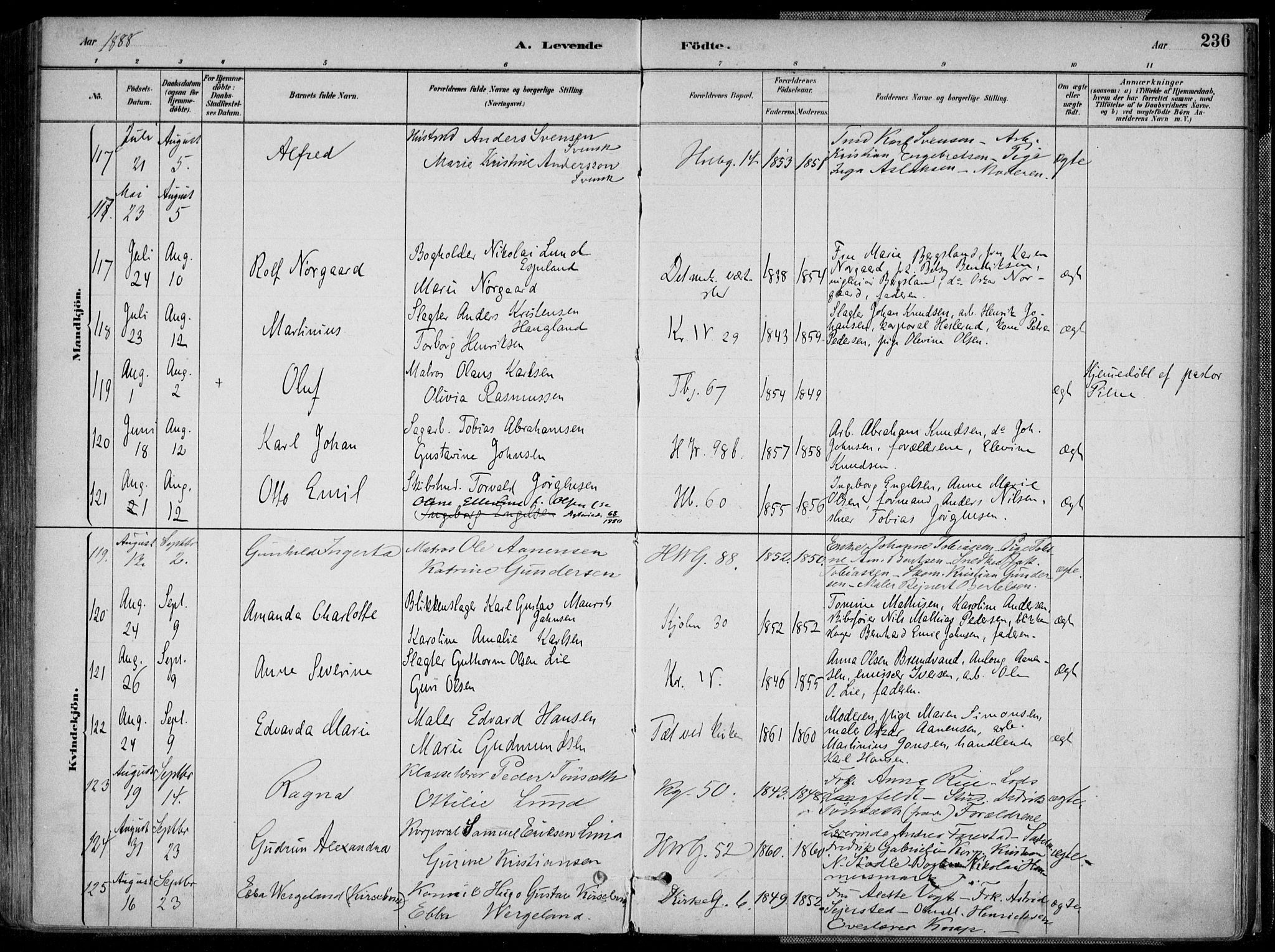 Kristiansand domprosti, SAK/1112-0006/F/Fa/L0016: Parish register (official) no. A 16A, 1880-1890, p. 236