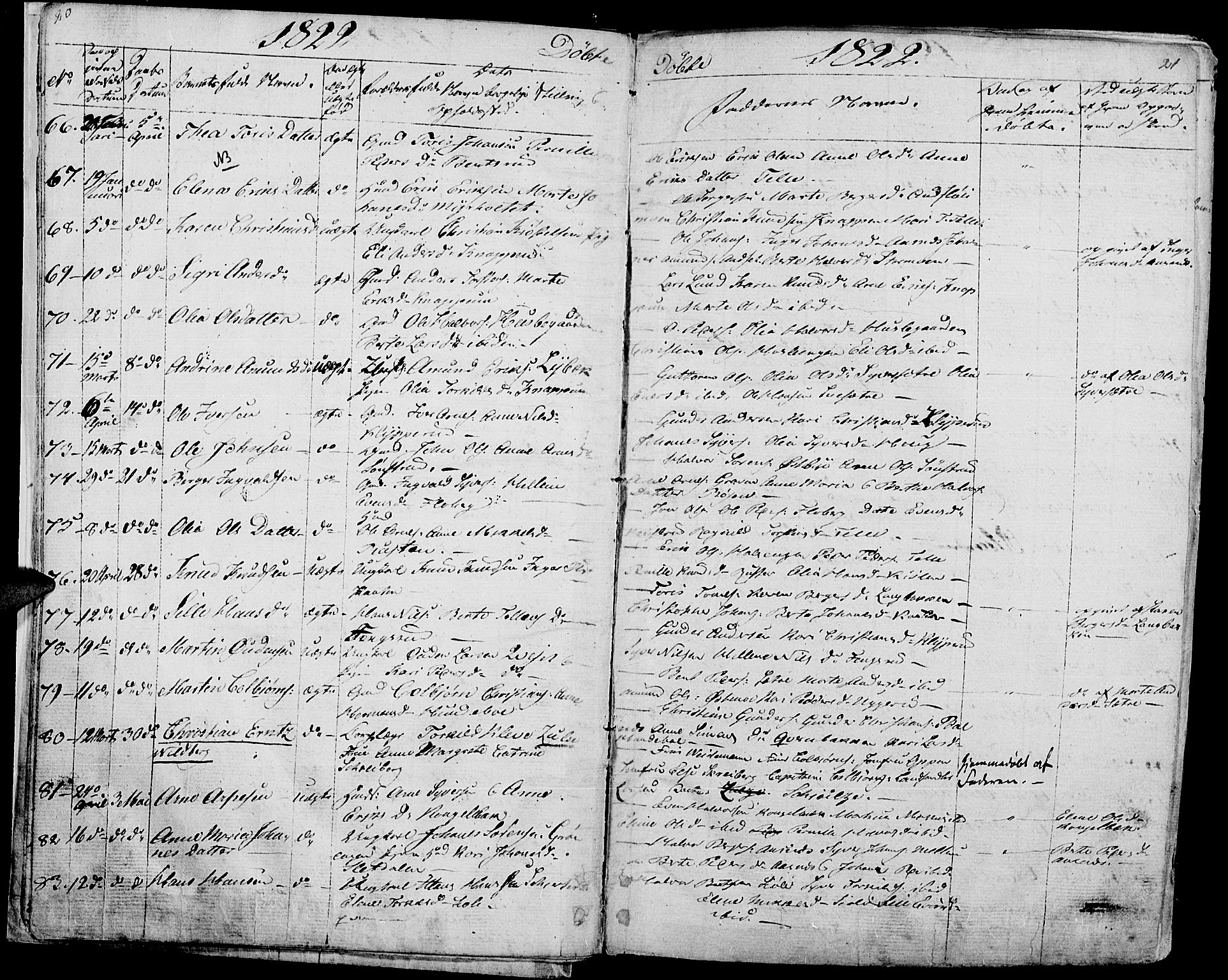 Hof prestekontor, AV/SAH-PREST-038/H/Ha/Haa/L0006: Parish register (official) no. 6, 1822-1841, p. 20-21