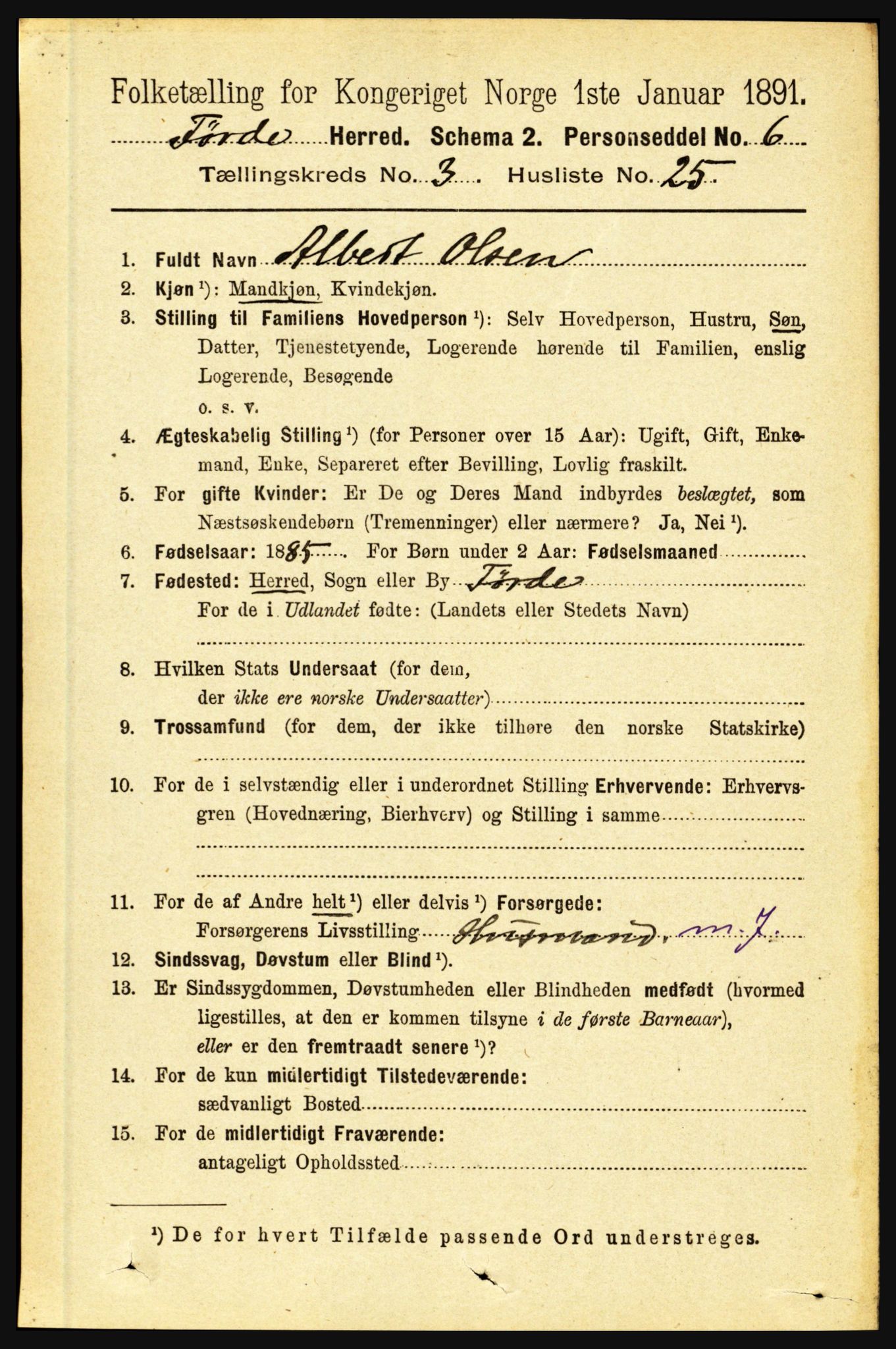 RA, 1891 census for 1432 Førde, 1891, p. 977