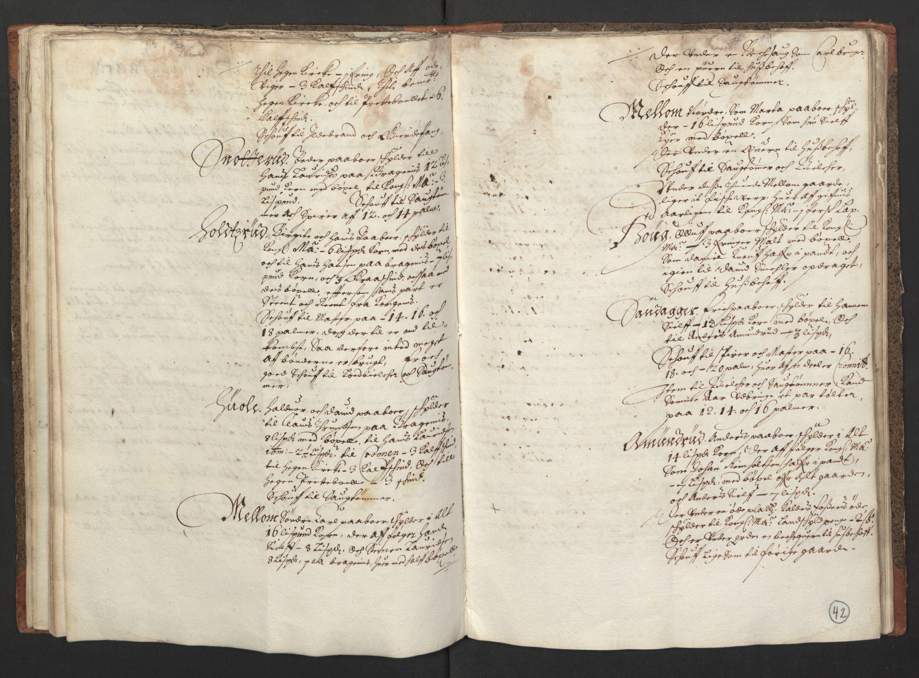 Rentekammeret inntil 1814, Realistisk ordnet avdeling, AV/RA-EA-4070/L/L0016/0001: Tønsberg lagdømme. Eiker, Modum, Sigdal og Sandsvær: / Alminnelig jordebok, 1661, p. 41b-42a