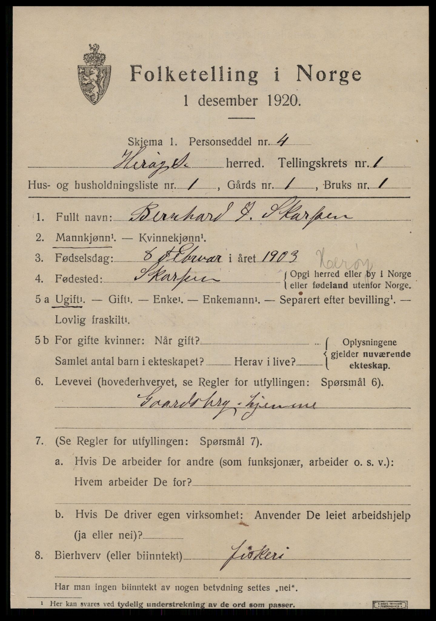 SAT, 1920 census for Herøy (MR), 1920, p. 1437