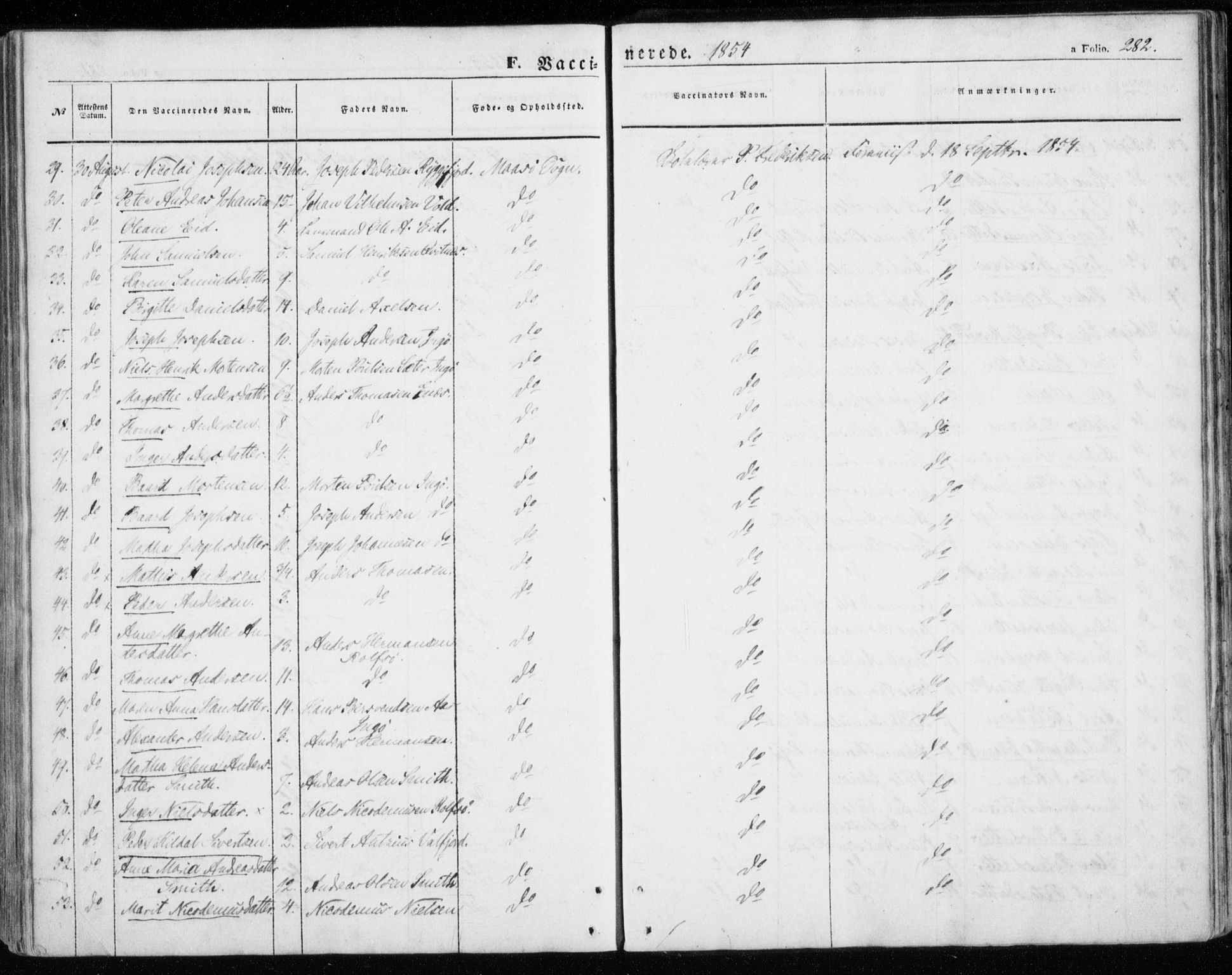 Måsøy sokneprestkontor, AV/SATØ-S-1348/H/Ha/L0002kirke: Parish register (official) no. 2, 1852-1865, p. 282