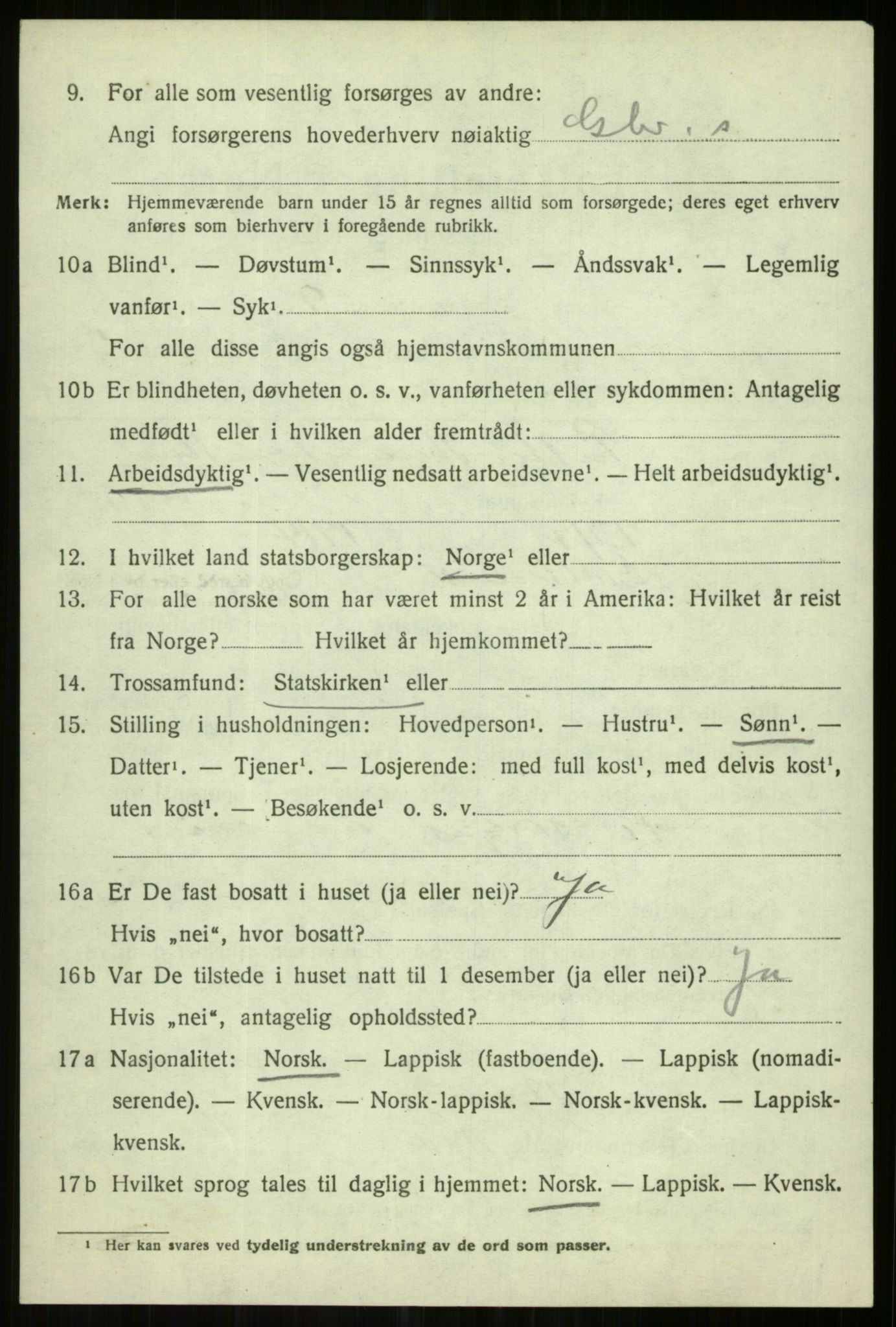 SATØ, 1920 census for Karlsøy, 1920, p. 1767