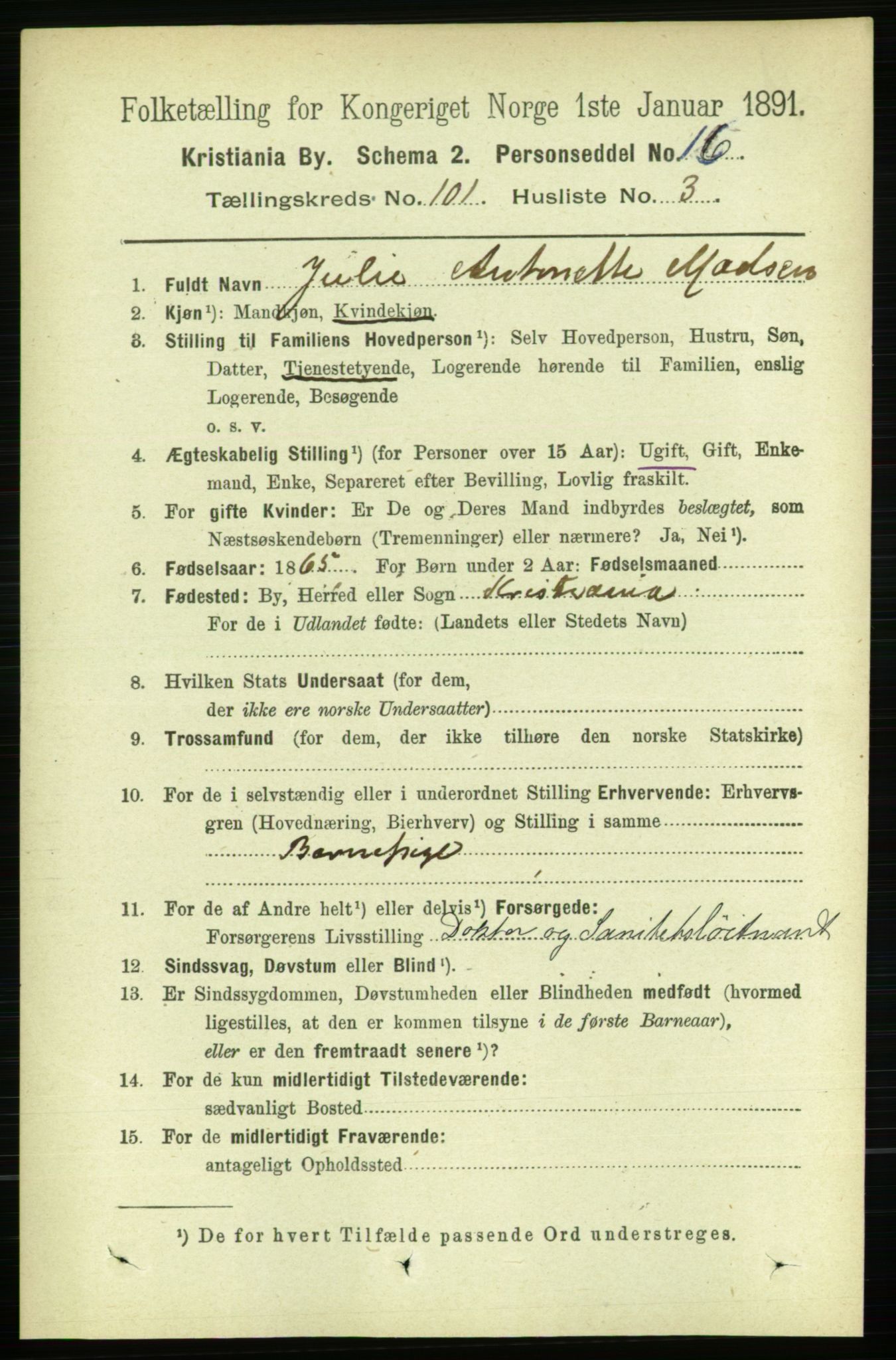 RA, 1891 census for 0301 Kristiania, 1891, p. 50050