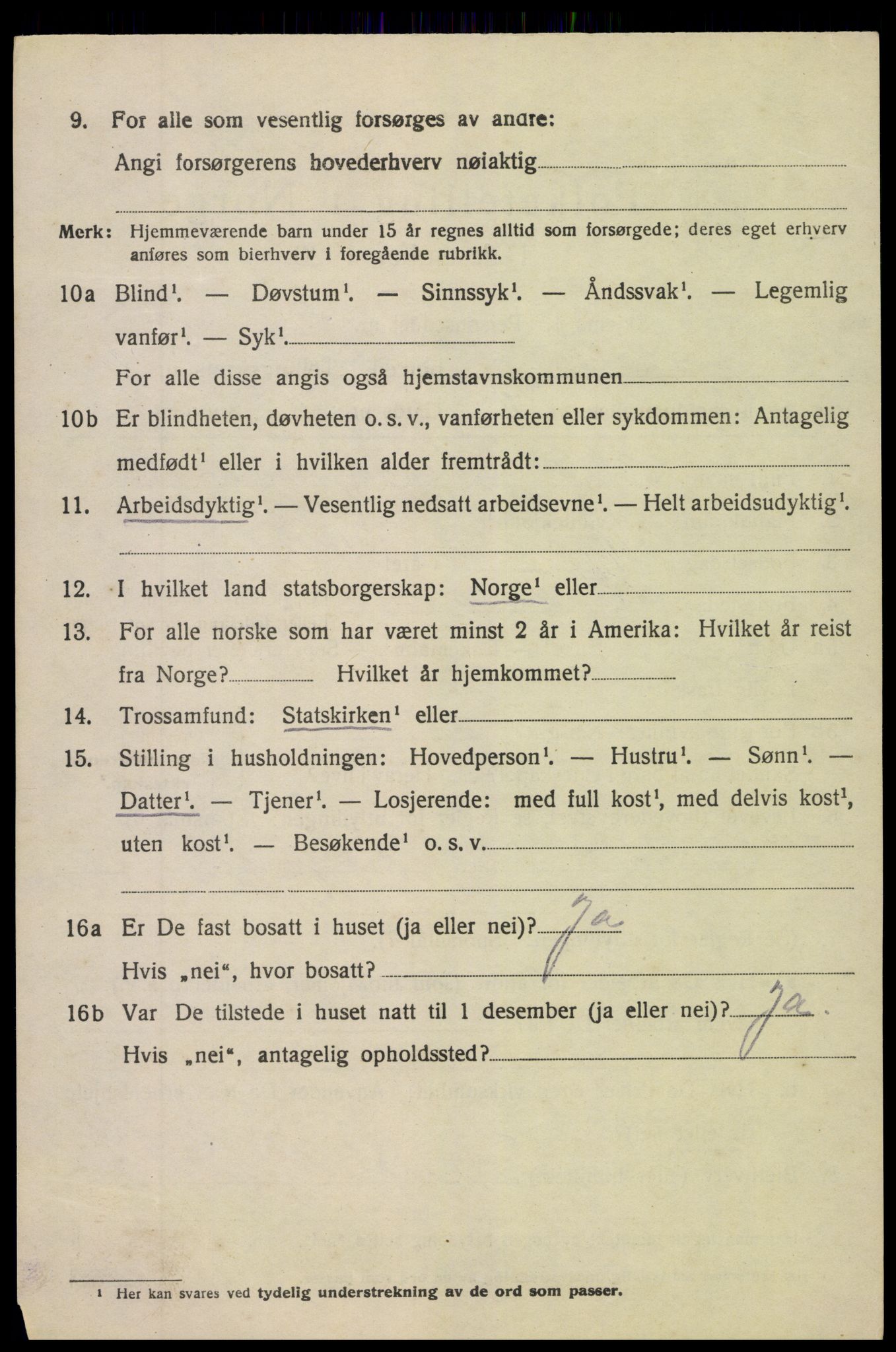 SAK, 1920 census for Vegårshei, 1920, p. 3427