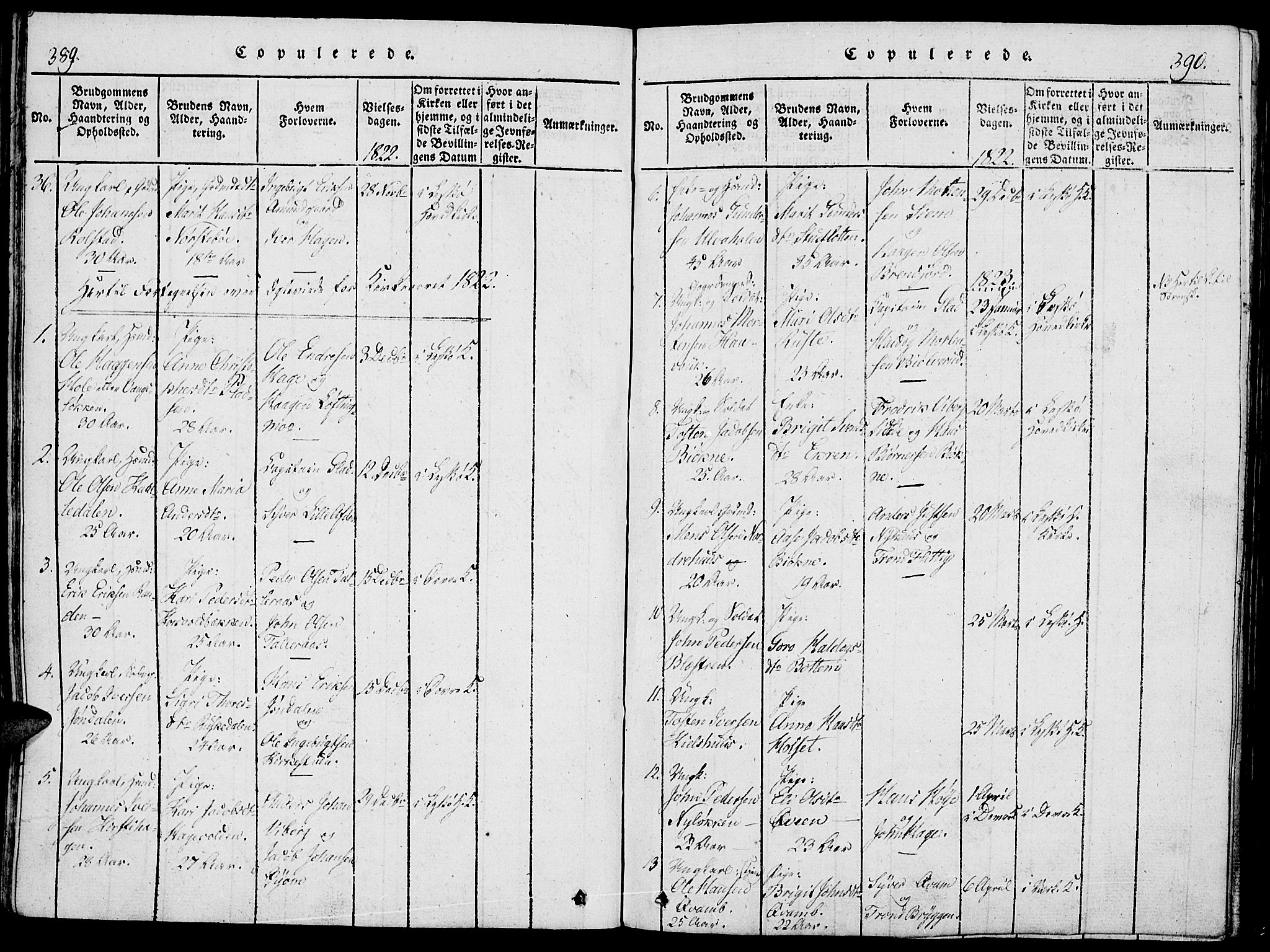 Lesja prestekontor, SAH/PREST-068/H/Ha/Haa/L0004: Parish register (official) no. 4, 1820-1829, p. 389-390