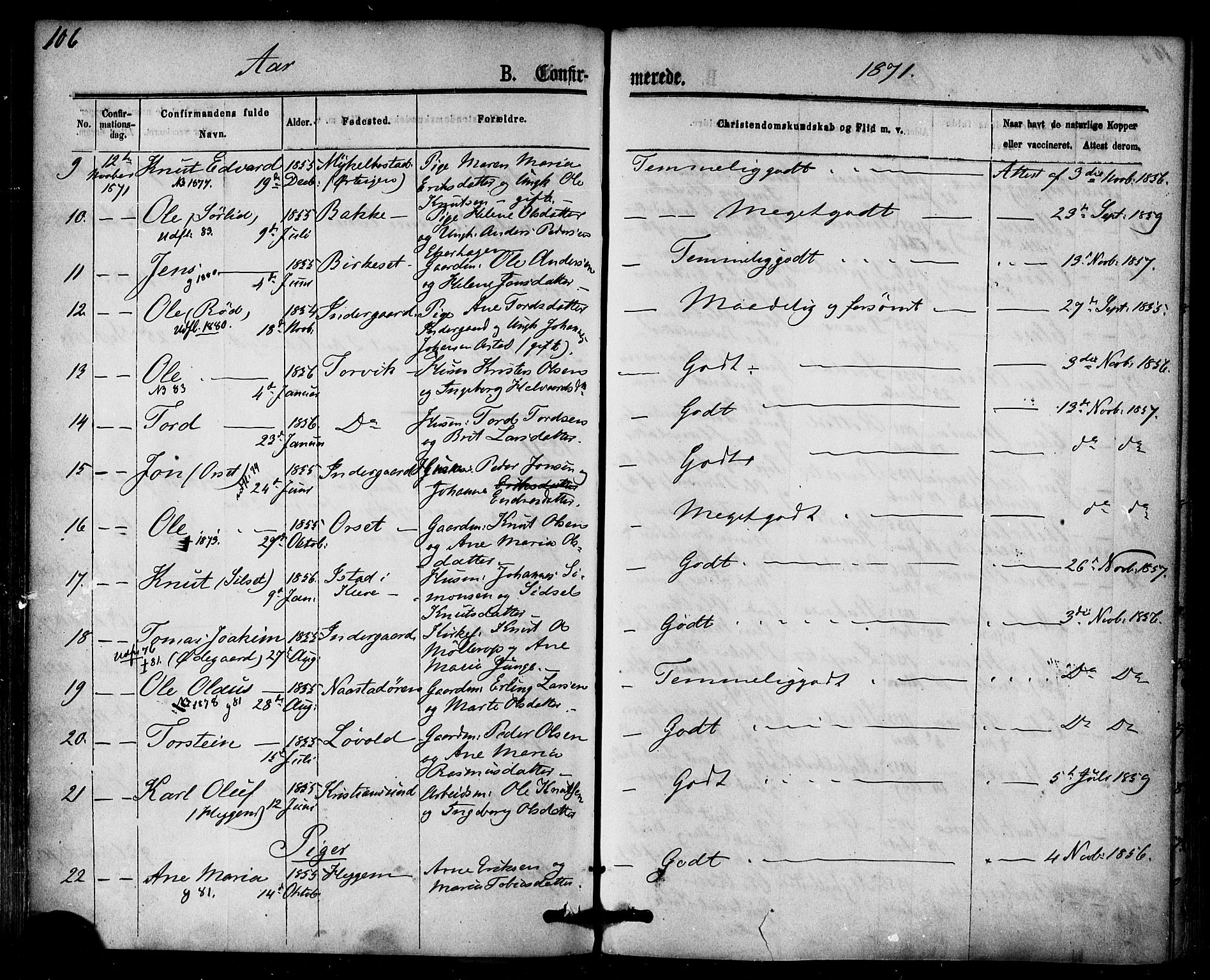 Ministerialprotokoller, klokkerbøker og fødselsregistre - Møre og Romsdal, SAT/A-1454/584/L0966: Parish register (official) no. 584A06, 1869-1878, p. 106