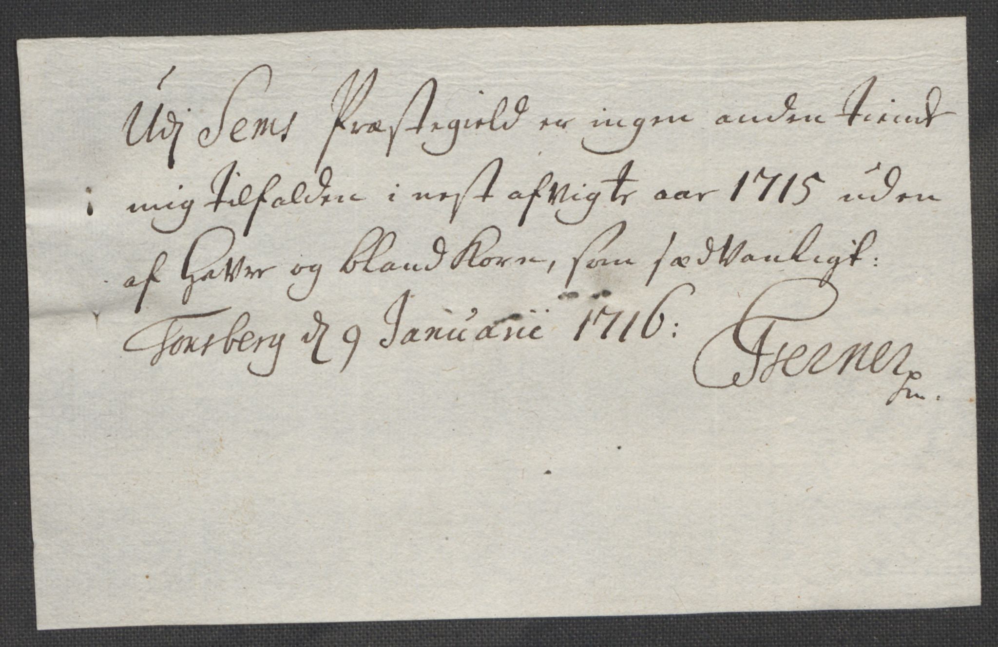 Rentekammeret inntil 1814, Reviderte regnskaper, Fogderegnskap, AV/RA-EA-4092/R32/L1879: Fogderegnskap Jarlsberg grevskap, 1714-1715, p. 352