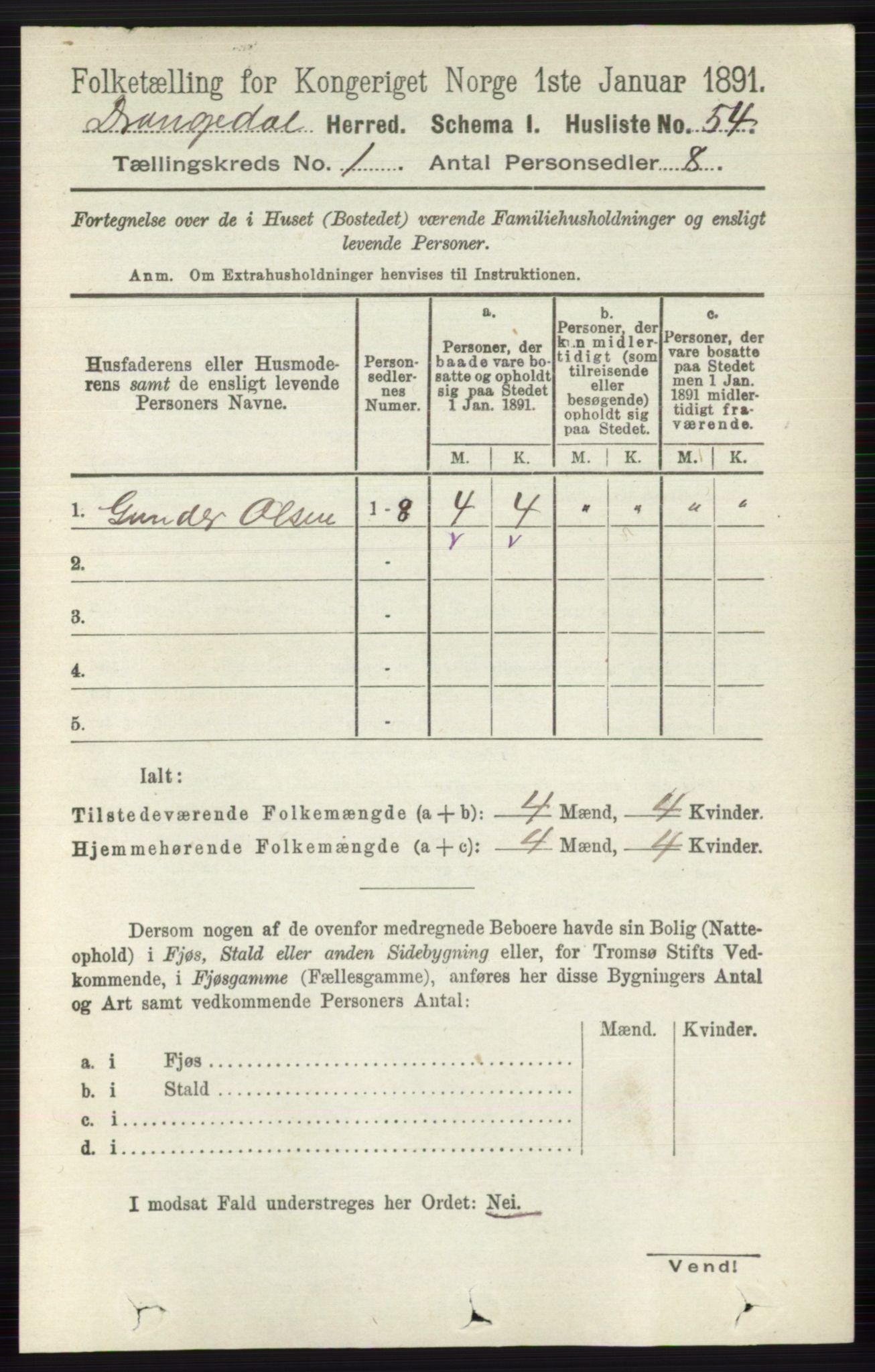 RA, 1891 census for 0817 Drangedal, 1891, p. 85