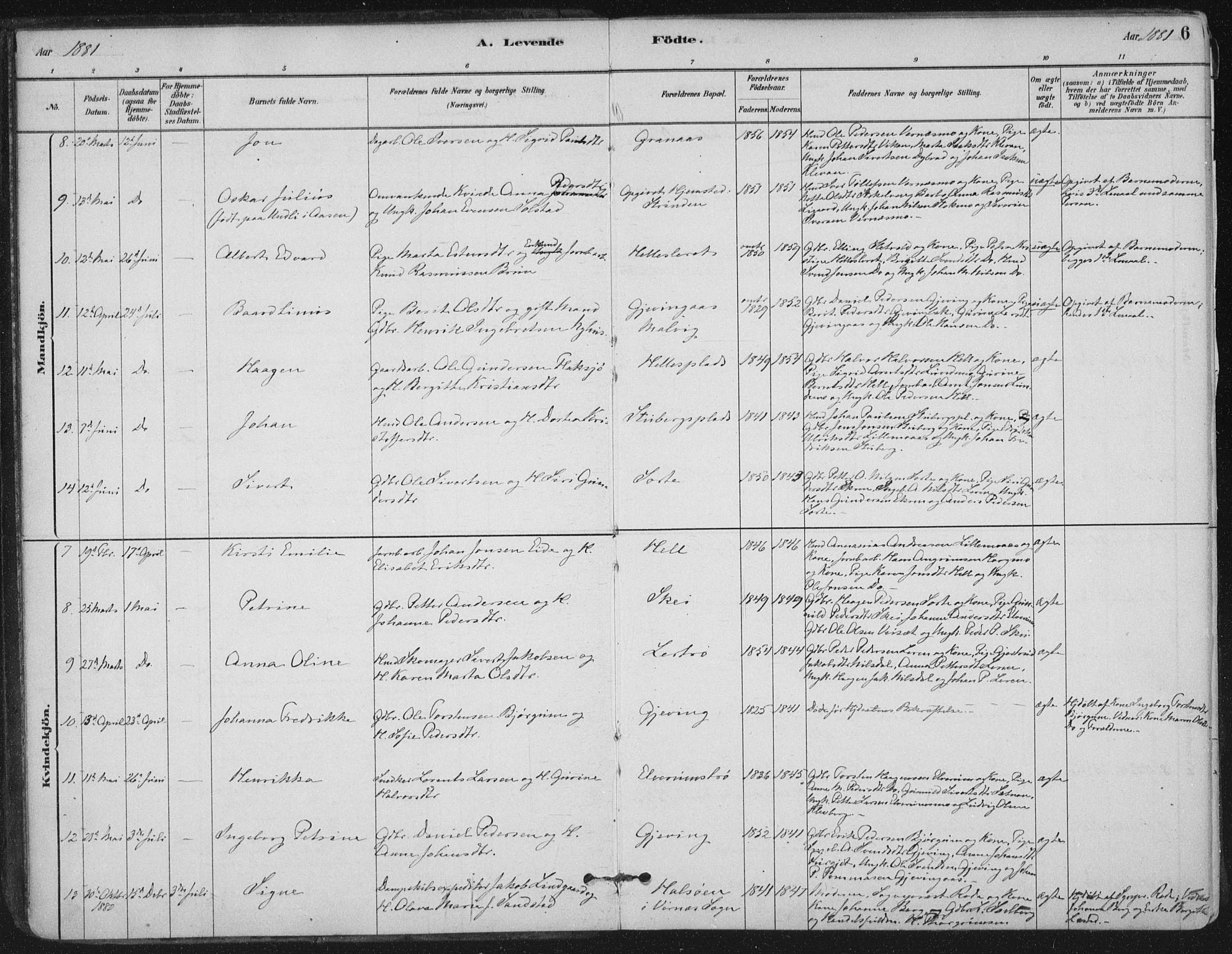 Ministerialprotokoller, klokkerbøker og fødselsregistre - Nord-Trøndelag, SAT/A-1458/710/L0095: Parish register (official) no. 710A01, 1880-1914, p. 6