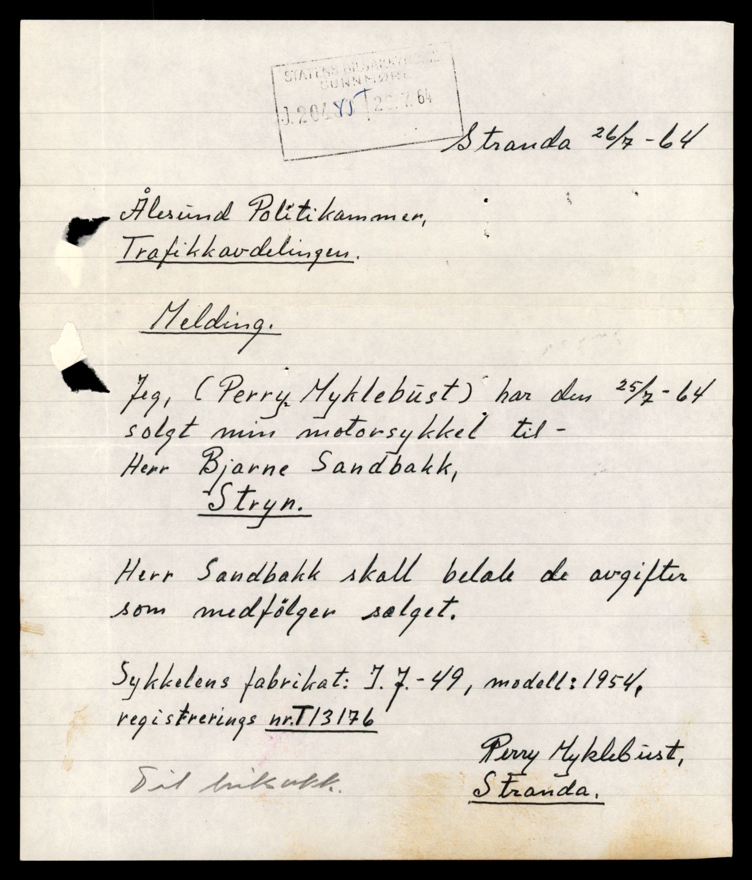 Møre og Romsdal vegkontor - Ålesund trafikkstasjon, AV/SAT-A-4099/F/Fe/L0037: Registreringskort for kjøretøy T 13031 - T 13179, 1927-1998, p. 2828