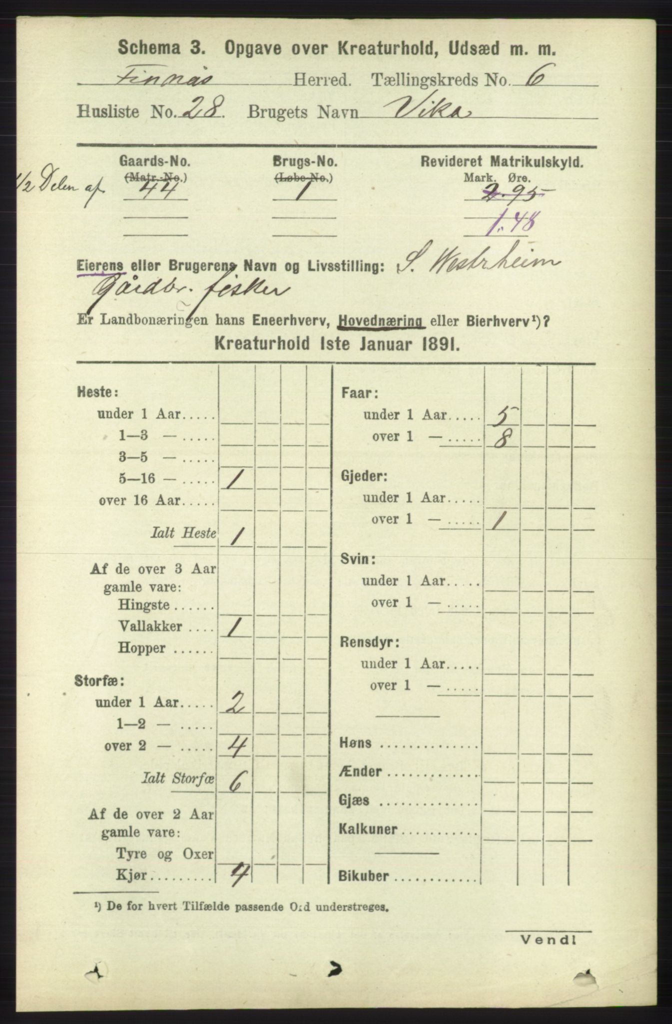 RA, 1891 census for 1218 Finnås, 1891, p. 6678