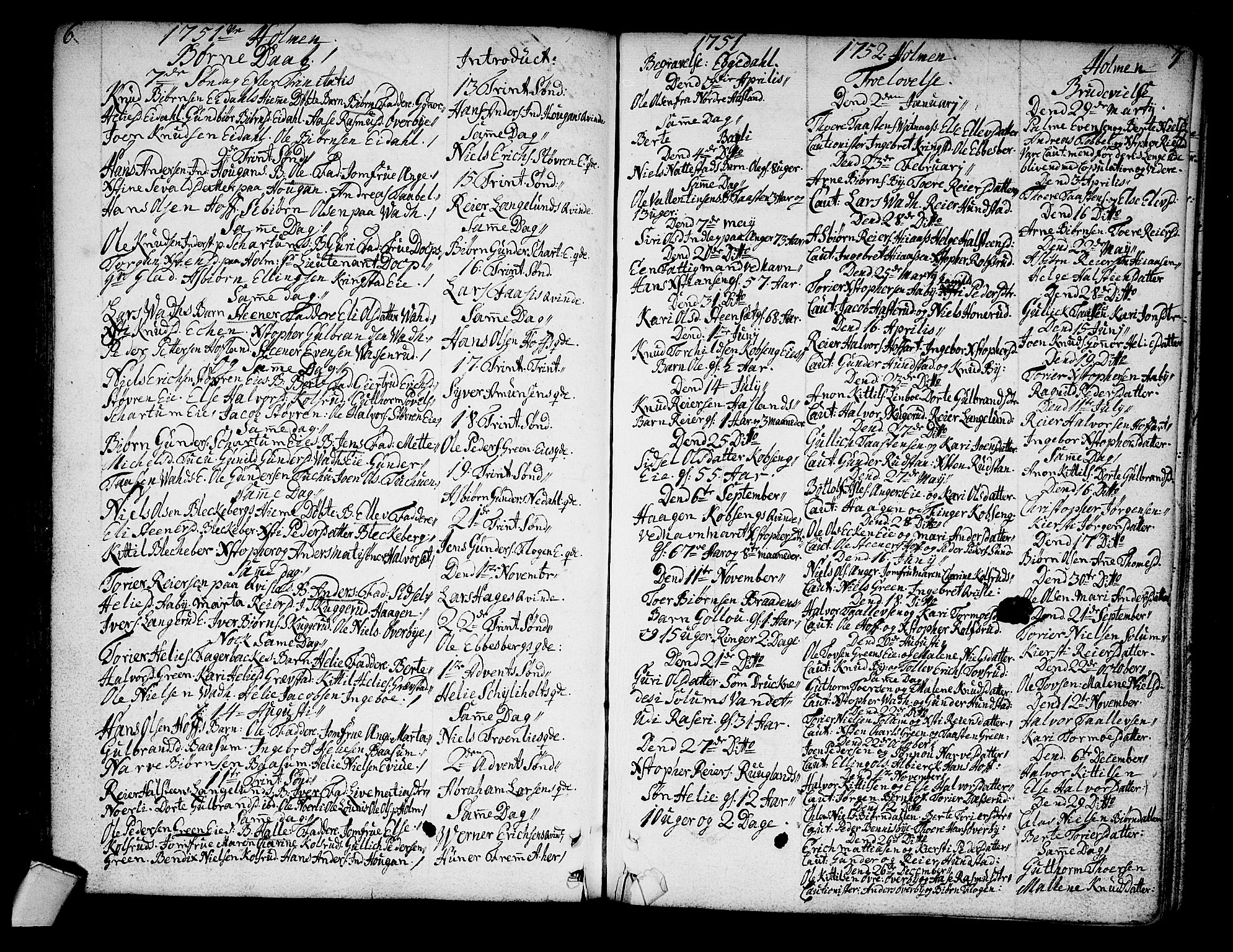 Sigdal kirkebøker, SAKO/A-245/F/Fa/L0001: Parish register (official) no. I 1, 1722-1777, p. 6-7