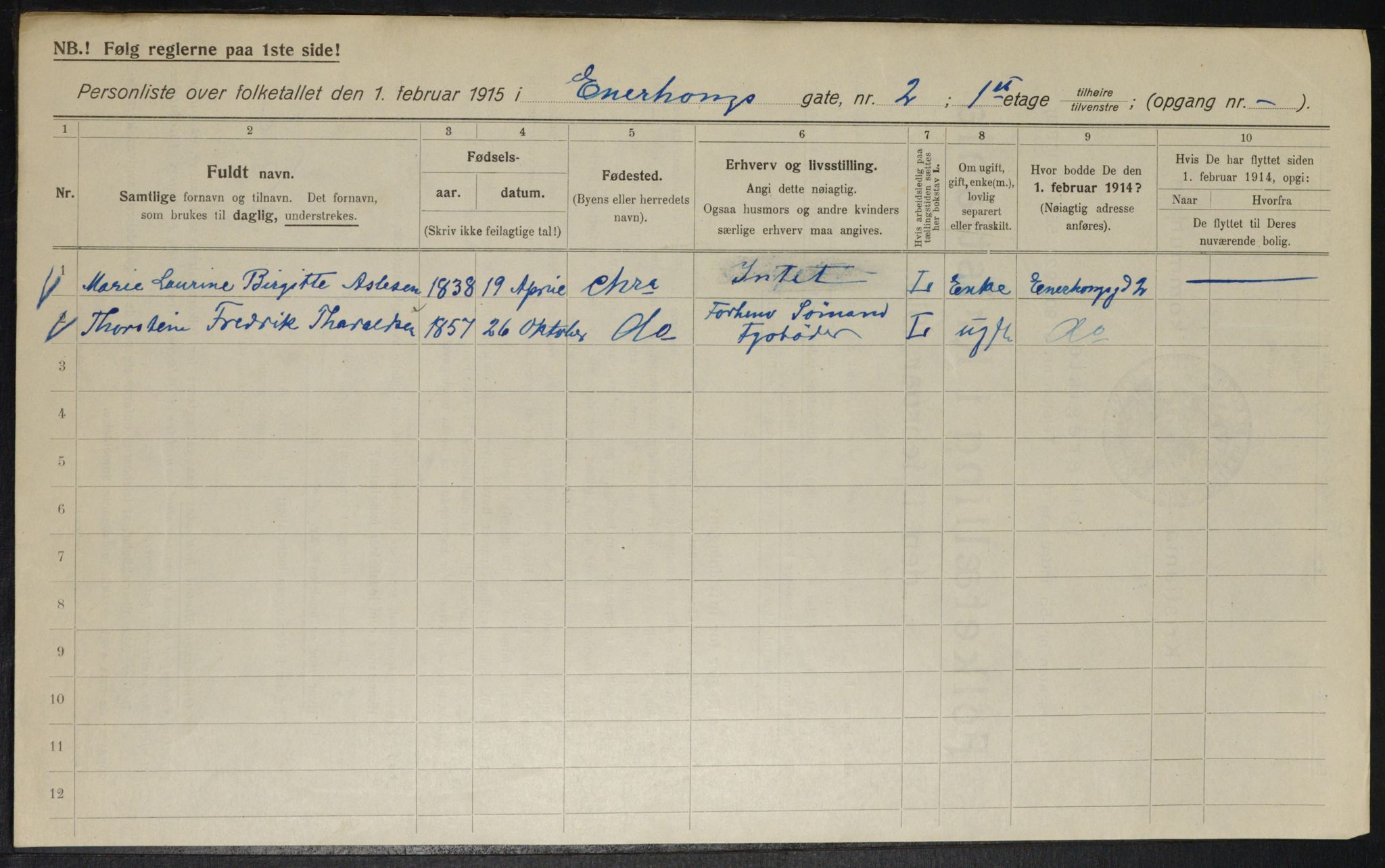 OBA, Municipal Census 1915 for Kristiania, 1915, p. 21082