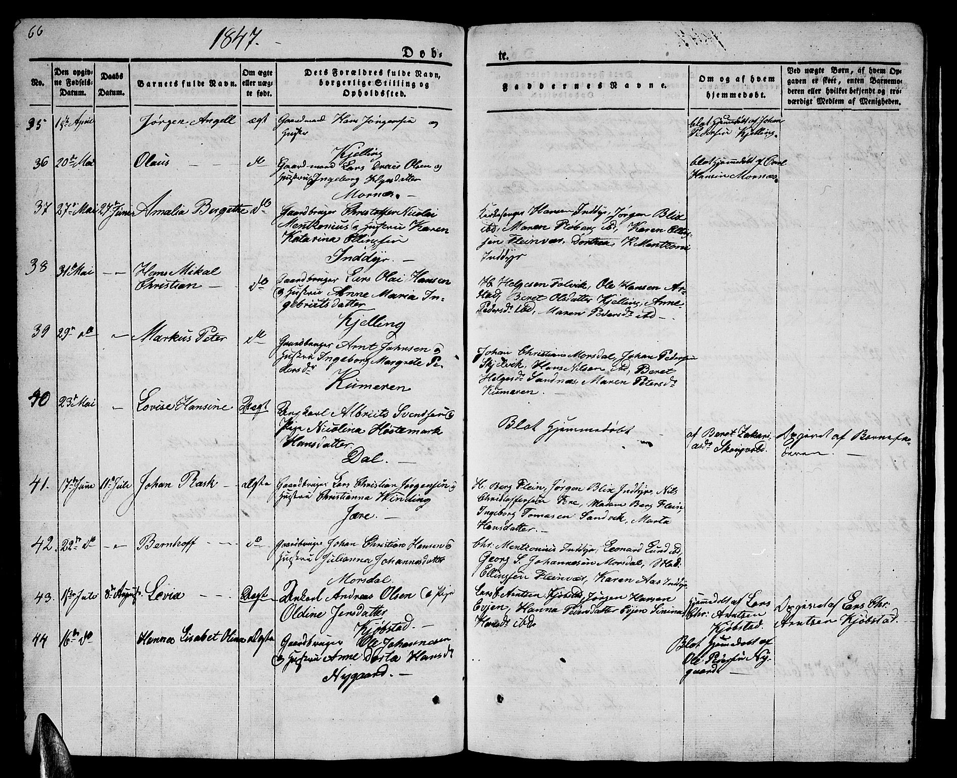 Ministerialprotokoller, klokkerbøker og fødselsregistre - Nordland, AV/SAT-A-1459/805/L0106: Parish register (copy) no. 805C02, 1841-1861, p. 66