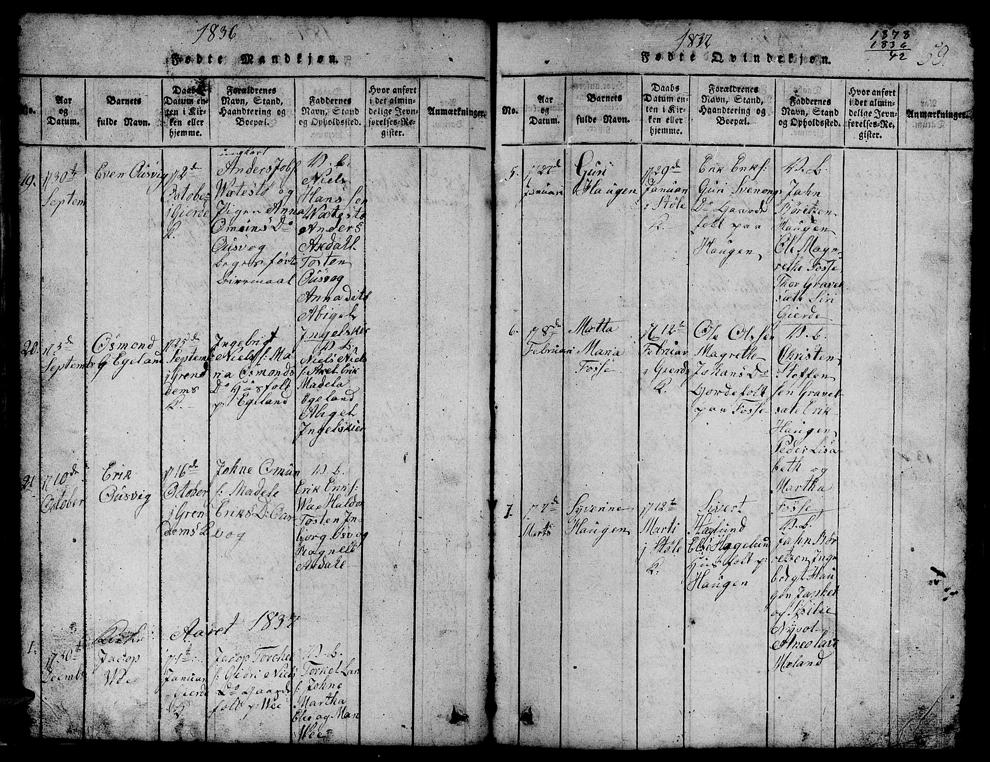 Etne sokneprestembete, SAB/A-75001/H/Hab: Parish register (copy) no. B 1, 1815-1850, p. 59