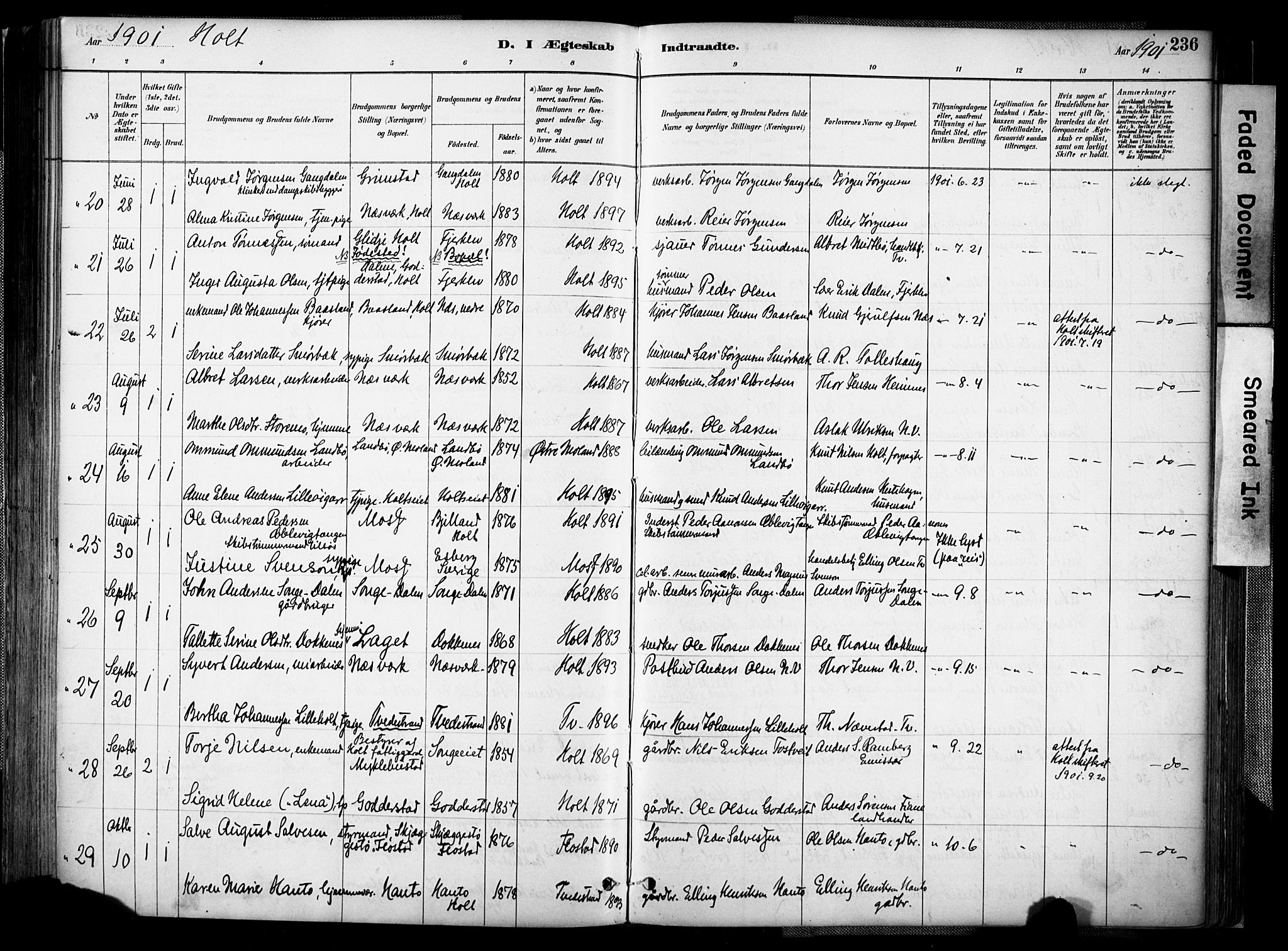 Holt sokneprestkontor, AV/SAK-1111-0021/F/Fa/L0012: Parish register (official) no. A 12, 1885-1907, p. 236