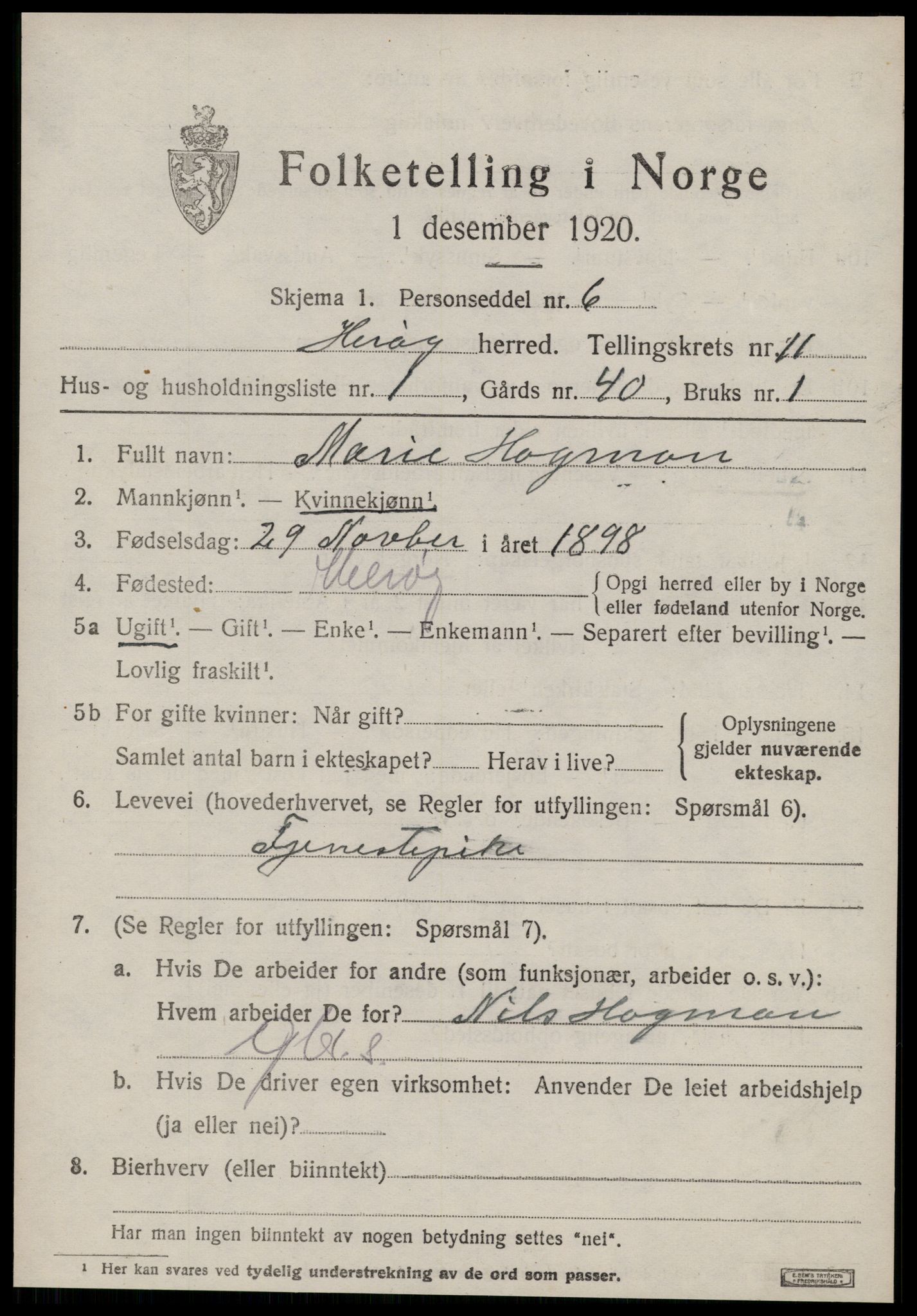 SAT, 1920 census for Herøy (MR), 1920, p. 7063