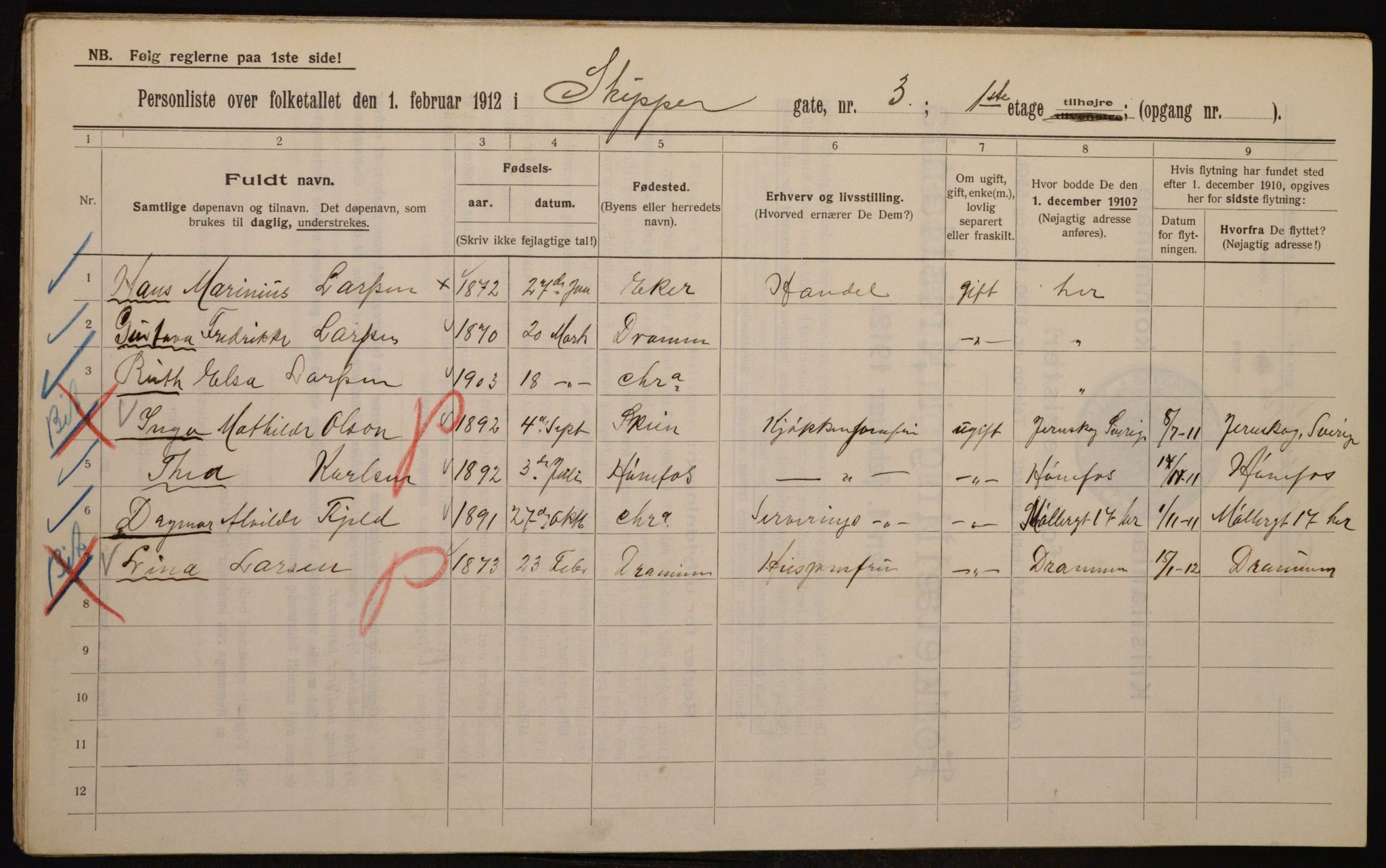 OBA, Municipal Census 1912 for Kristiania, 1912, p. 95726