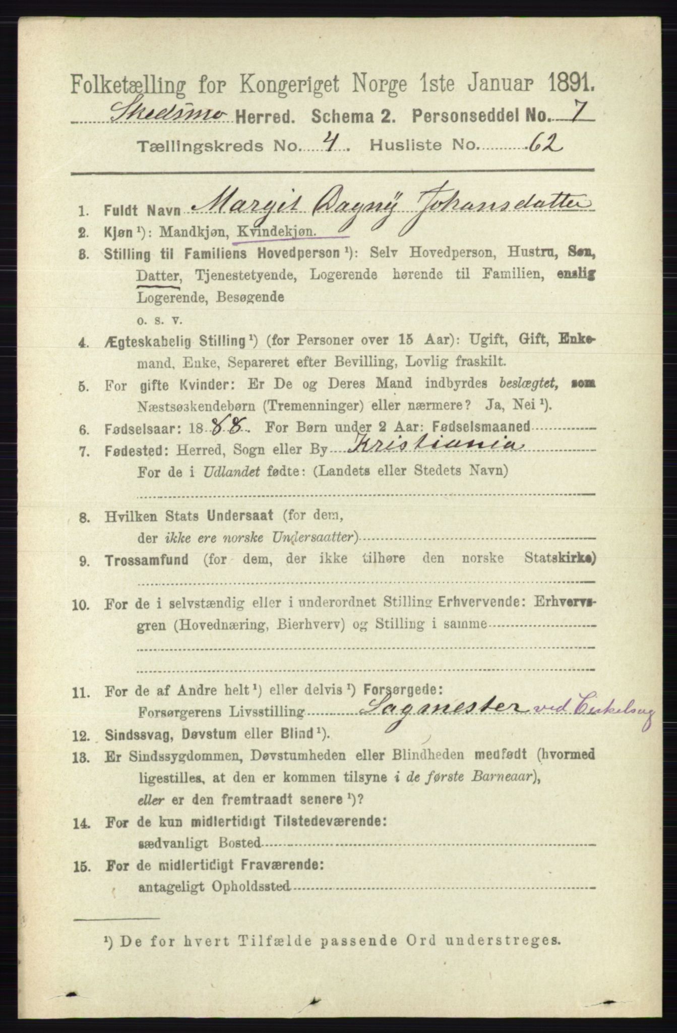 RA, 1891 census for 0231 Skedsmo, 1891, p. 2233