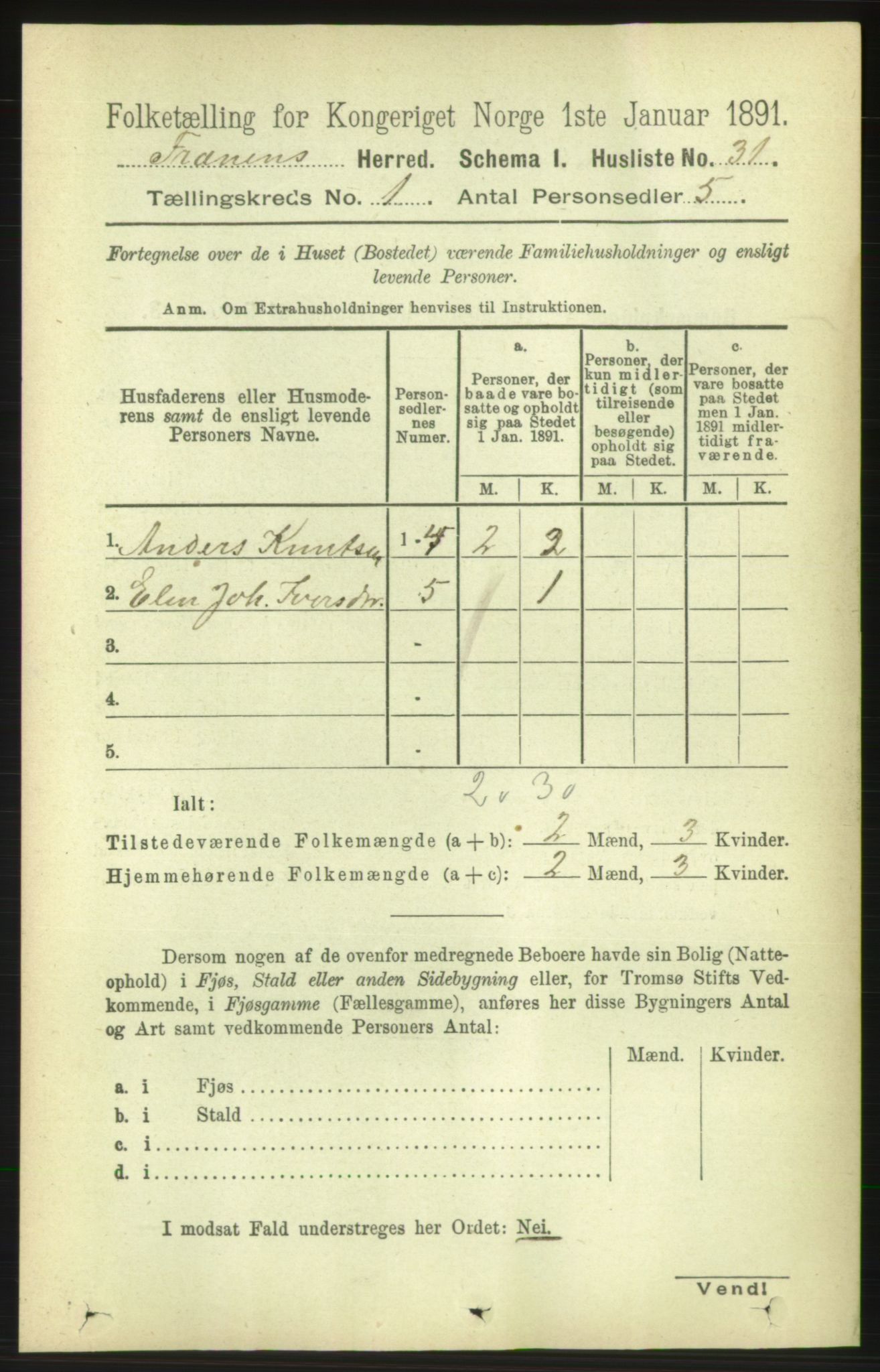 RA, 1891 census for 1548 Fræna, 1891, p. 54