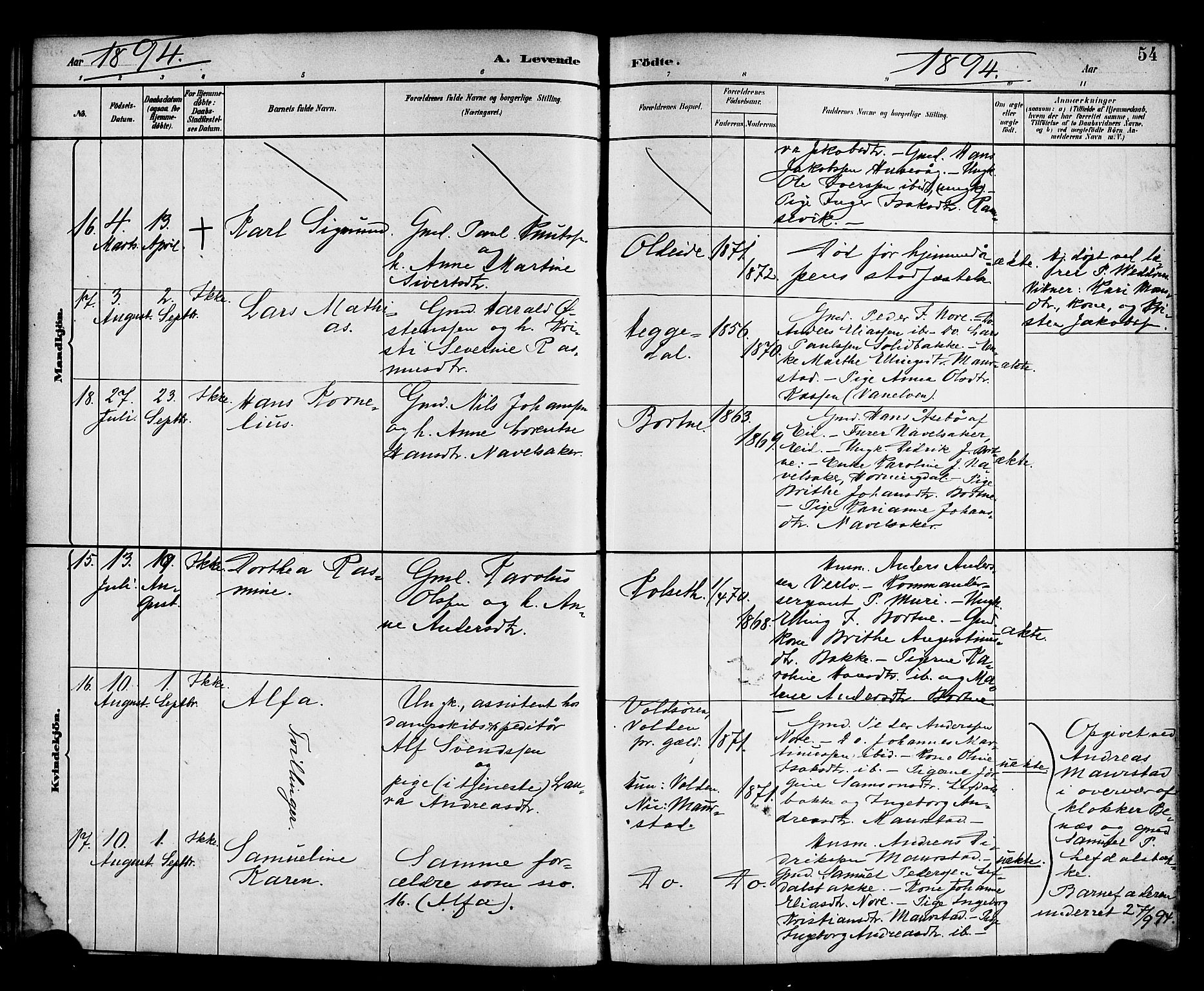 Davik sokneprestembete, SAB/A-79701/H/Haa/Haad/L0001: Parish register (official) no. D 1, 1882-1900, p. 54