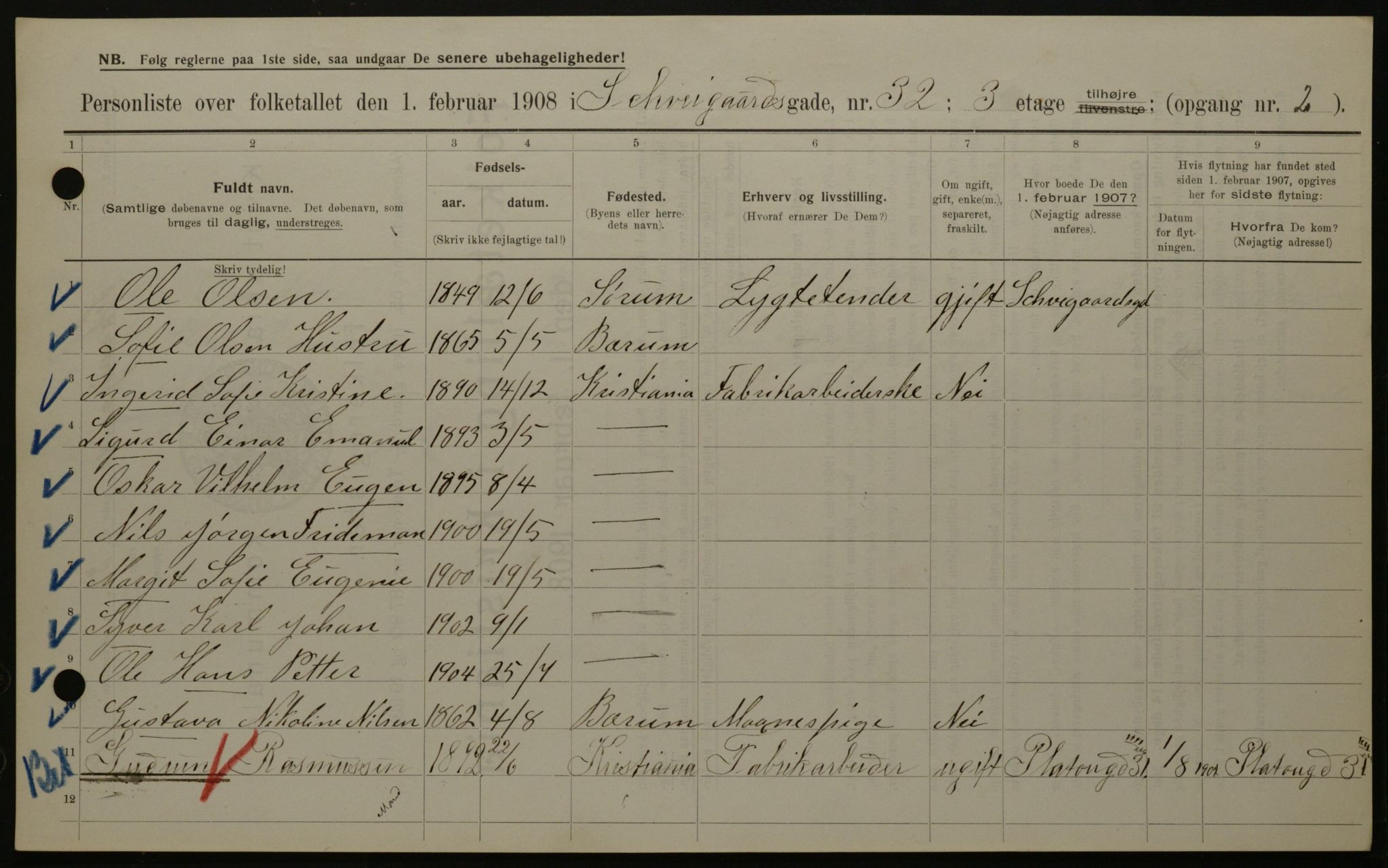 OBA, Municipal Census 1908 for Kristiania, 1908, p. 81778