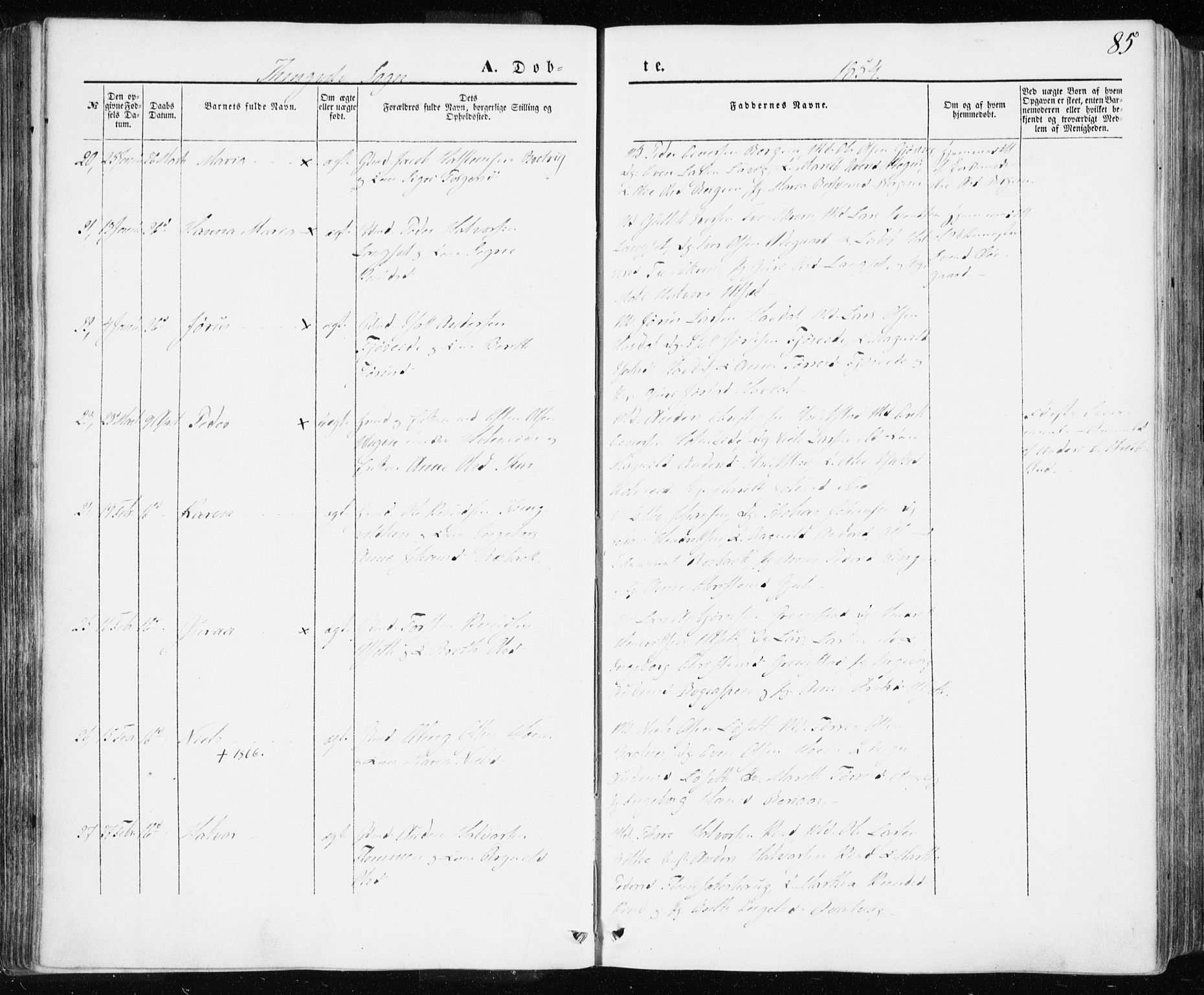 Ministerialprotokoller, klokkerbøker og fødselsregistre - Møre og Romsdal, AV/SAT-A-1454/586/L0984: Parish register (official) no. 586A10, 1844-1856, p. 85