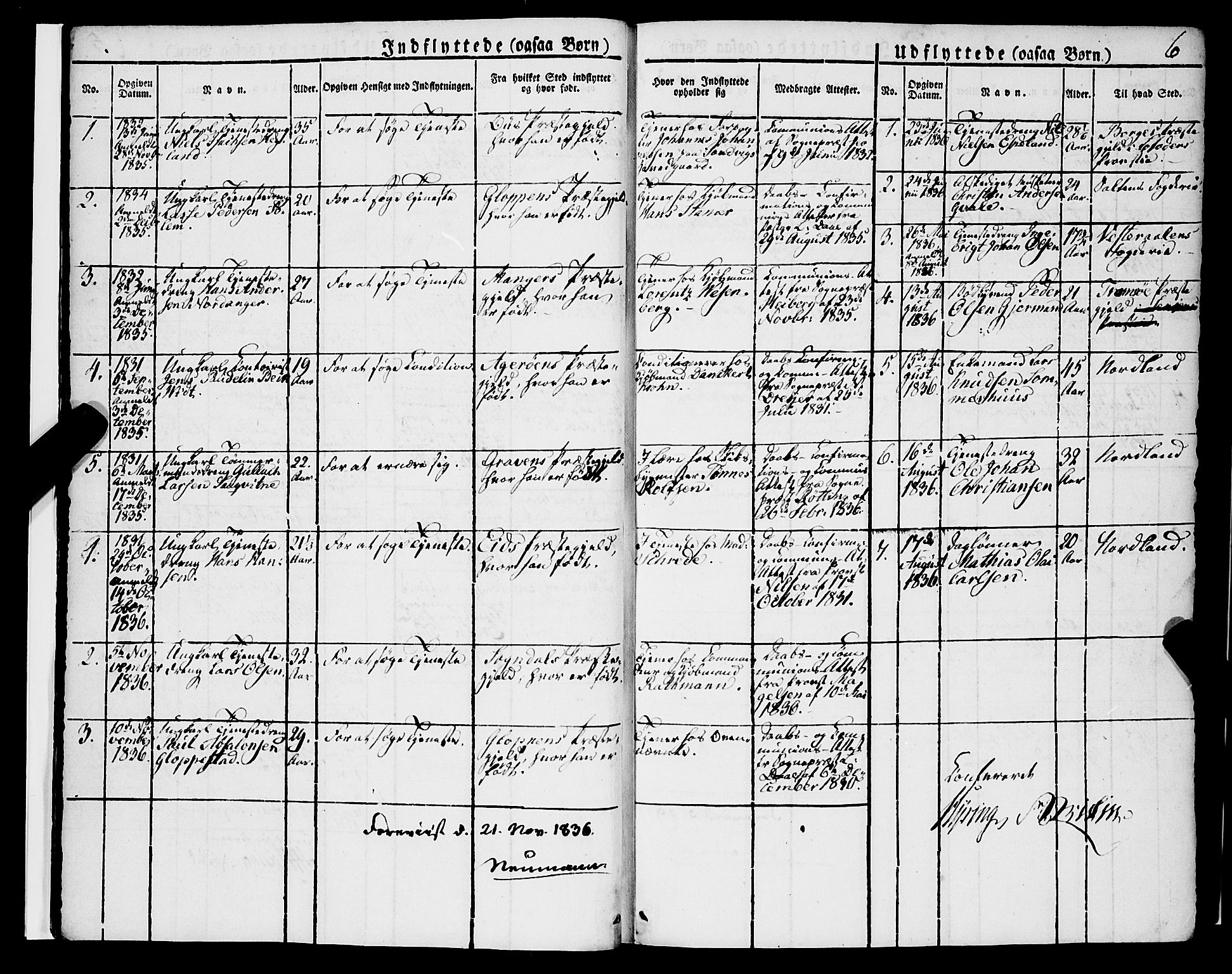 Korskirken sokneprestembete, SAB/A-76101/H/Haa/L0050: Parish register (official) no. F 1, 1821-1869, p. 6