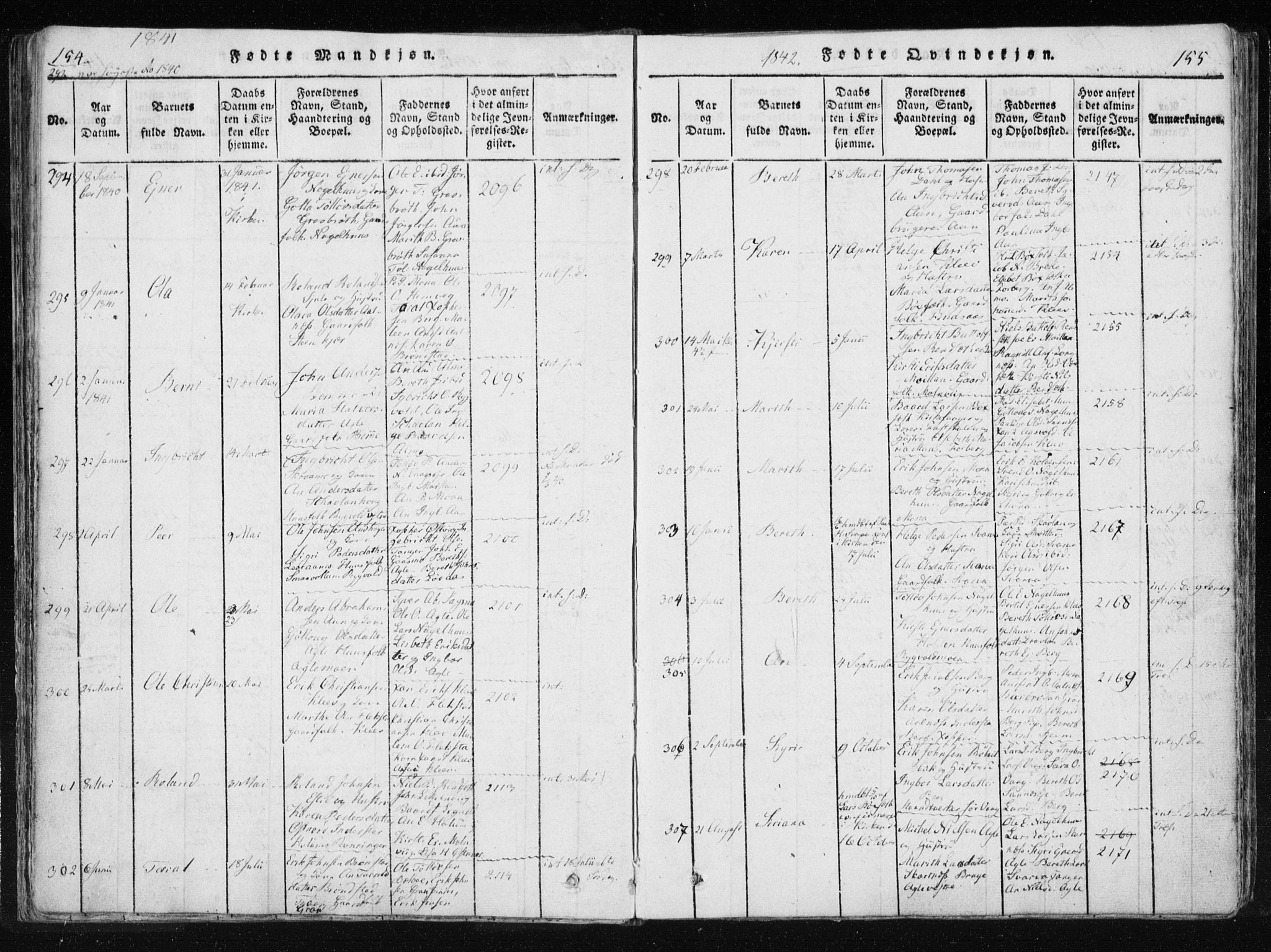 Ministerialprotokoller, klokkerbøker og fødselsregistre - Nord-Trøndelag, SAT/A-1458/749/L0469: Parish register (official) no. 749A03, 1817-1857, p. 154-155