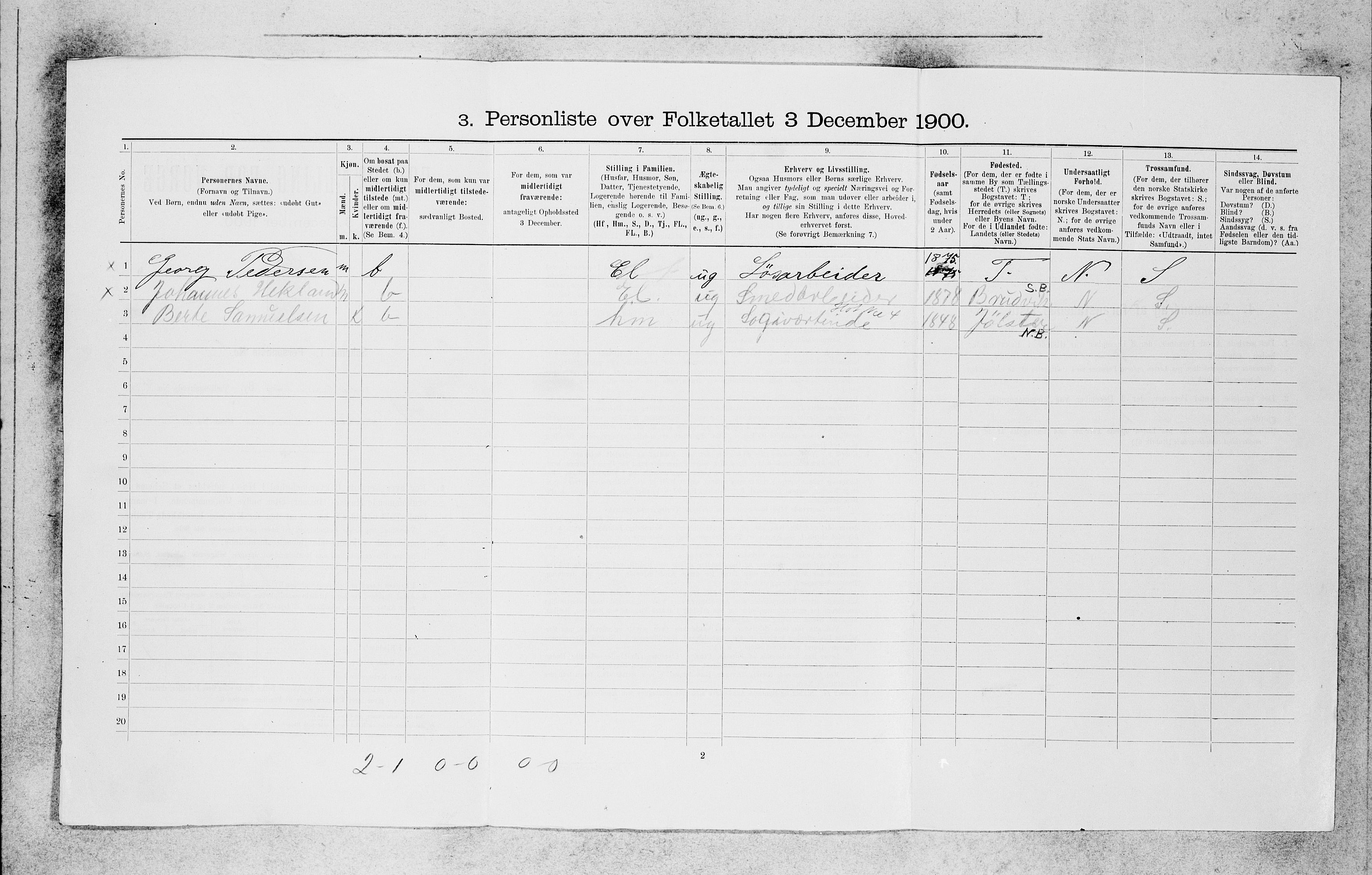 SAB, 1900 census for Bergen, 1900, p. 7984