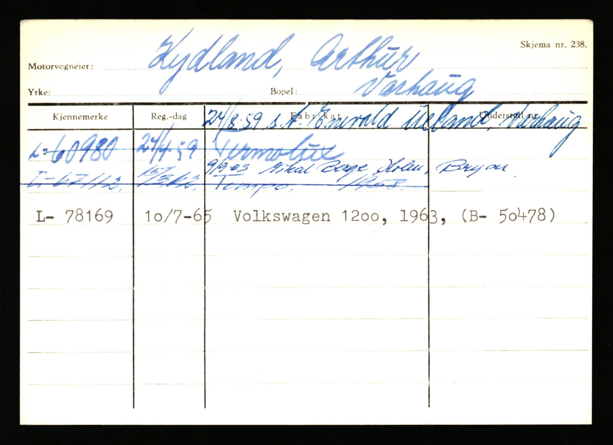 Stavanger trafikkstasjon, SAST/A-101942/0/H/L0021: Kristiania - Landsnes, 1930-1971, p. 1966