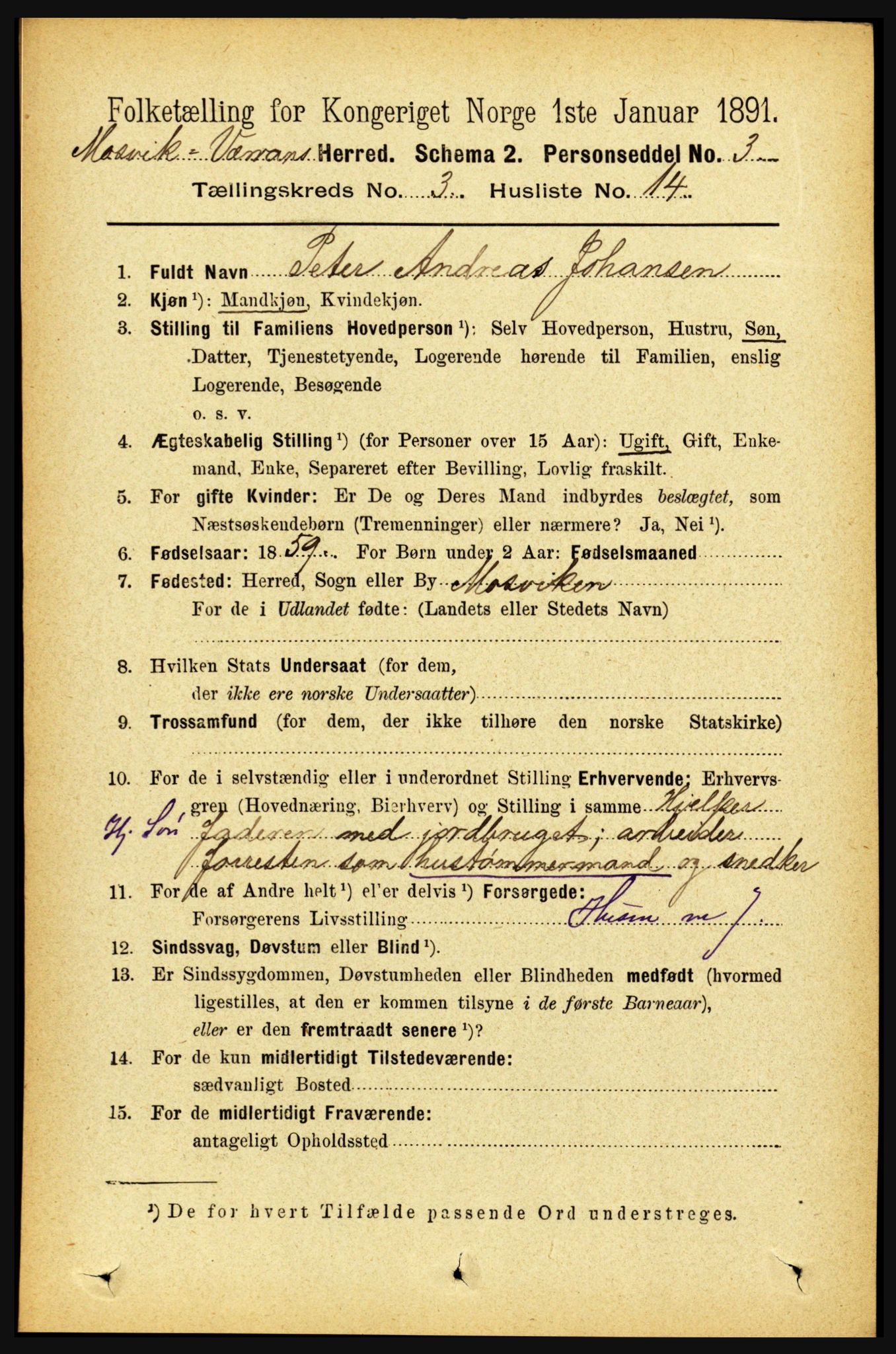 RA, 1891 census for 1723 Mosvik og Verran, 1891, p. 1006