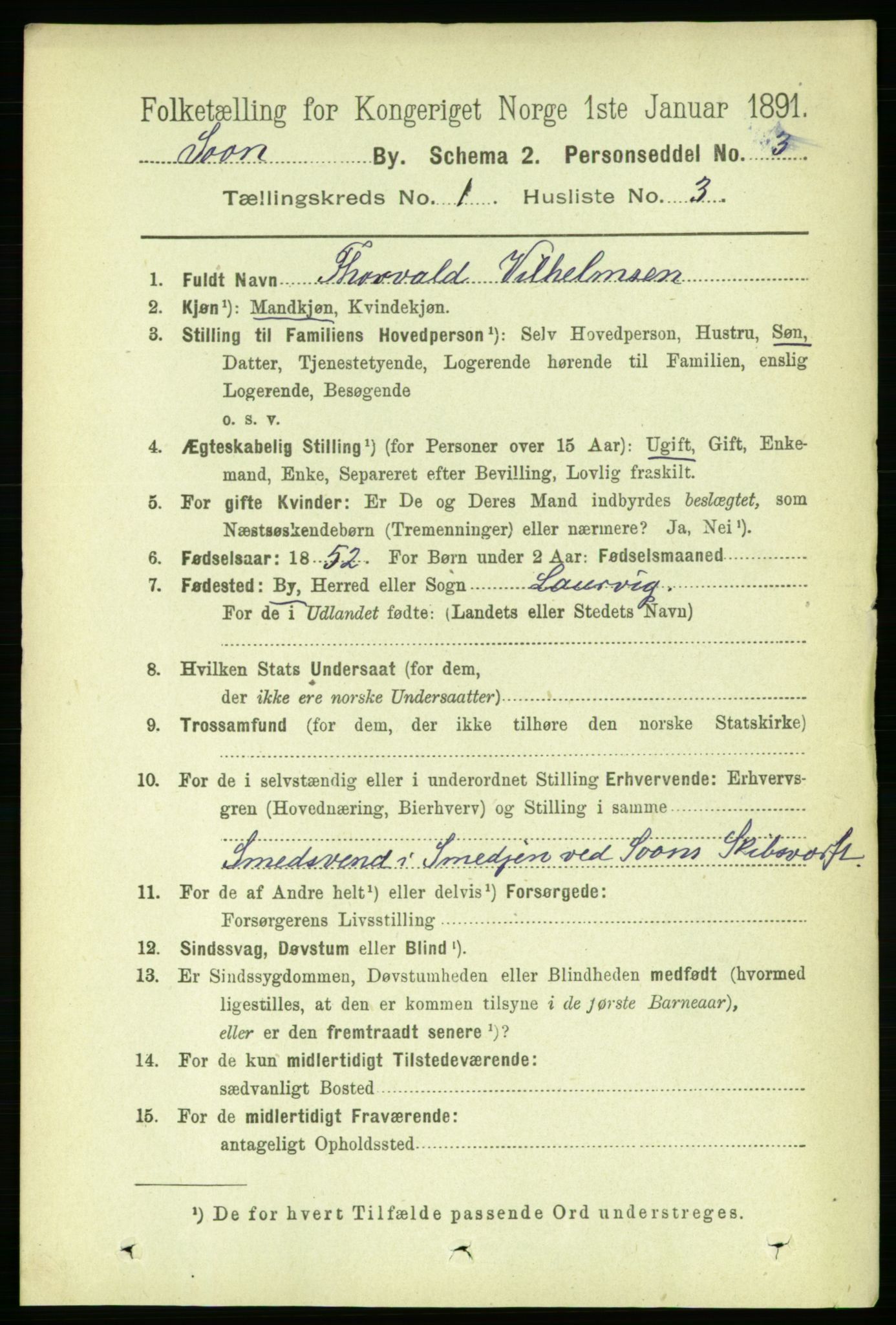 RA, 1891 census for 0201 Son, 1891, p. 27