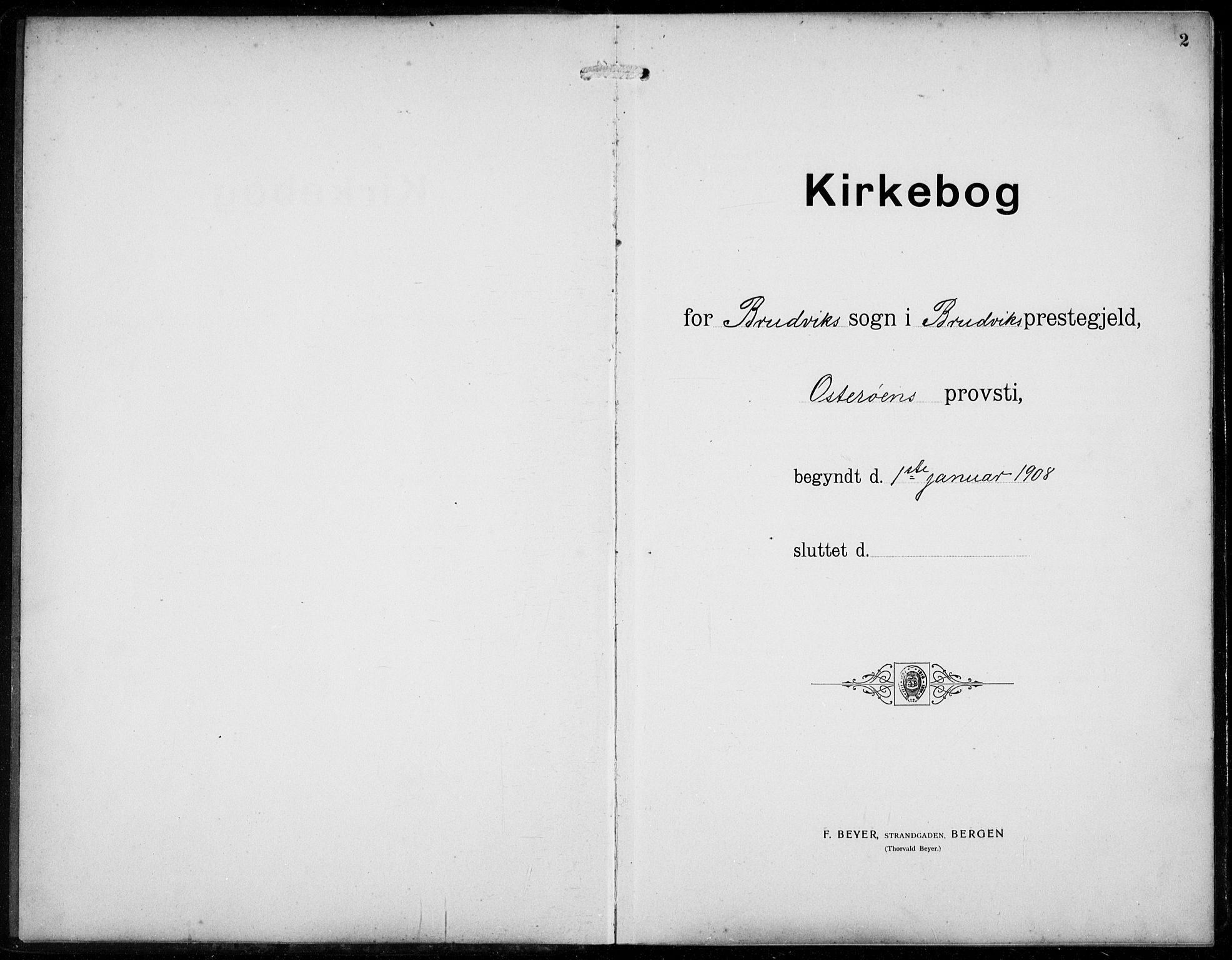 Bruvik Sokneprestembete, AV/SAB-A-74701/H/Hab: Parish register (copy) no. A  4, 1908-1937, p. 2