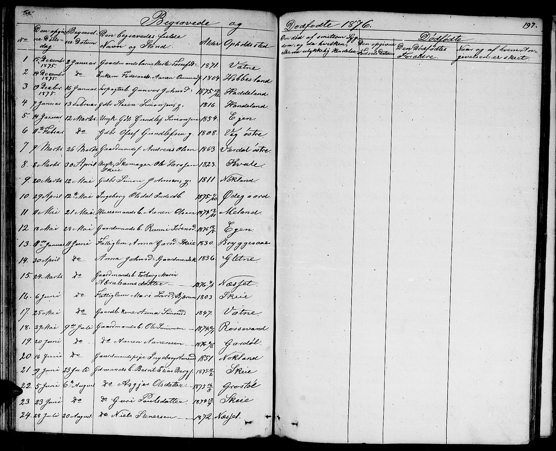 Hægebostad sokneprestkontor, AV/SAK-1111-0024/F/Fb/Fbb/L0002: Parish register (copy) no. B 2, 1851-1886, p. 197