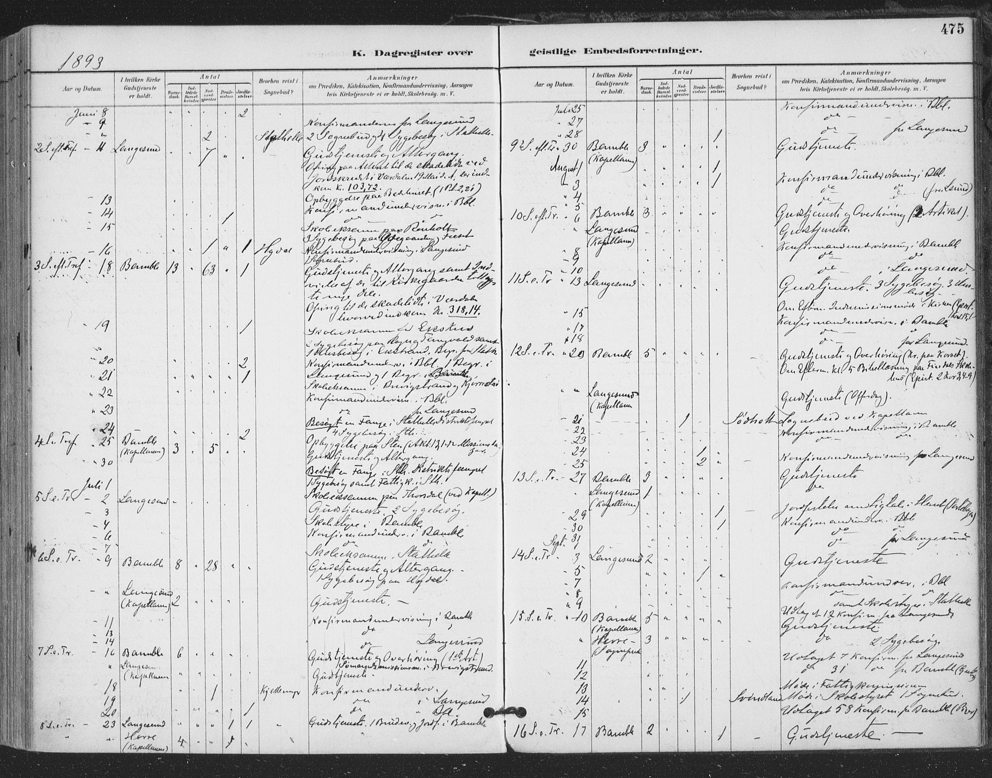 Bamble kirkebøker, AV/SAKO-A-253/F/Fa/L0008: Parish register (official) no. I 8, 1888-1900, p. 475