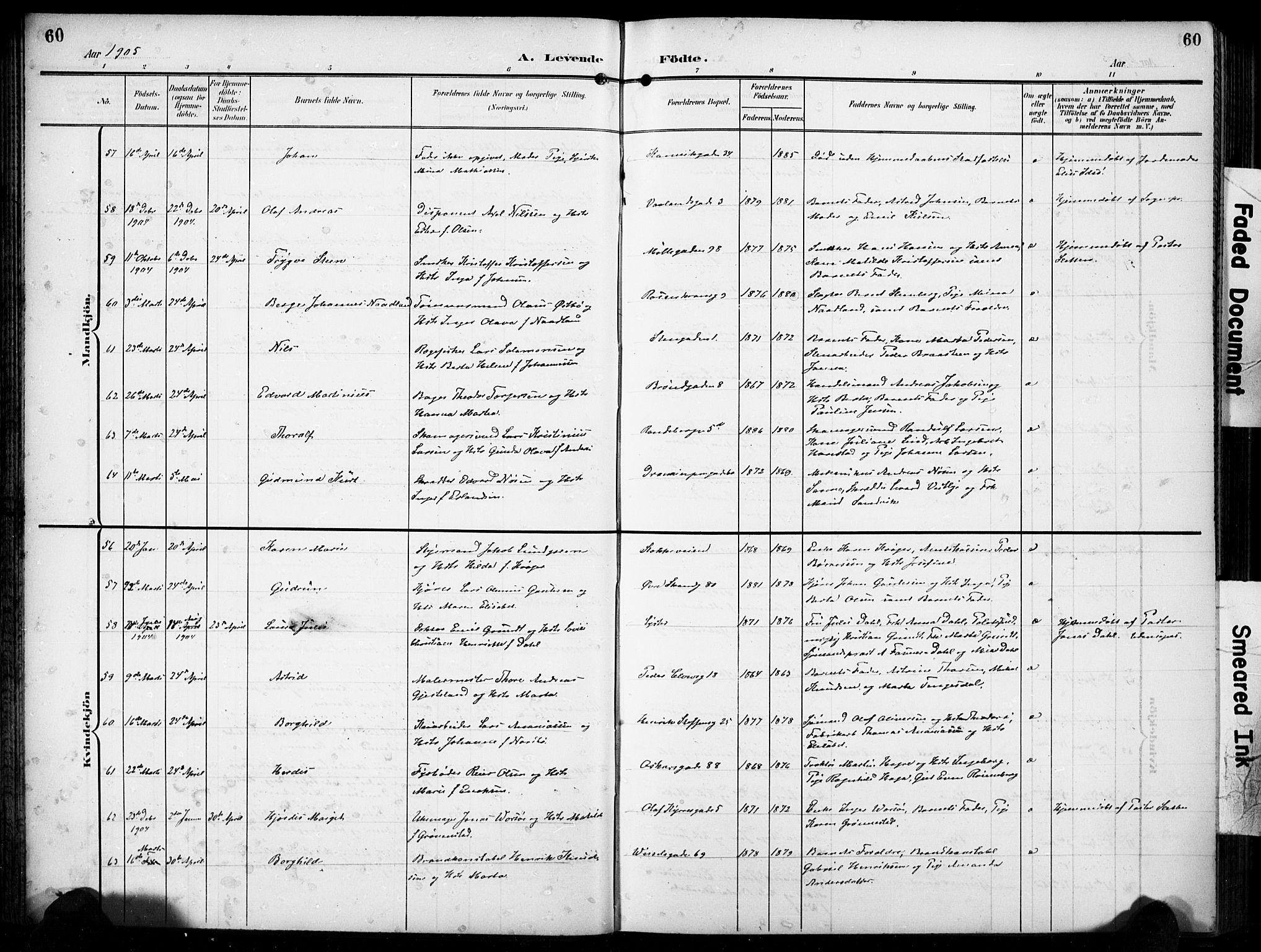 Domkirken sokneprestkontor, AV/SAST-A-101812/001/30/30BB/L0018: Parish register (copy) no. B 18, 1903-1915, p. 60