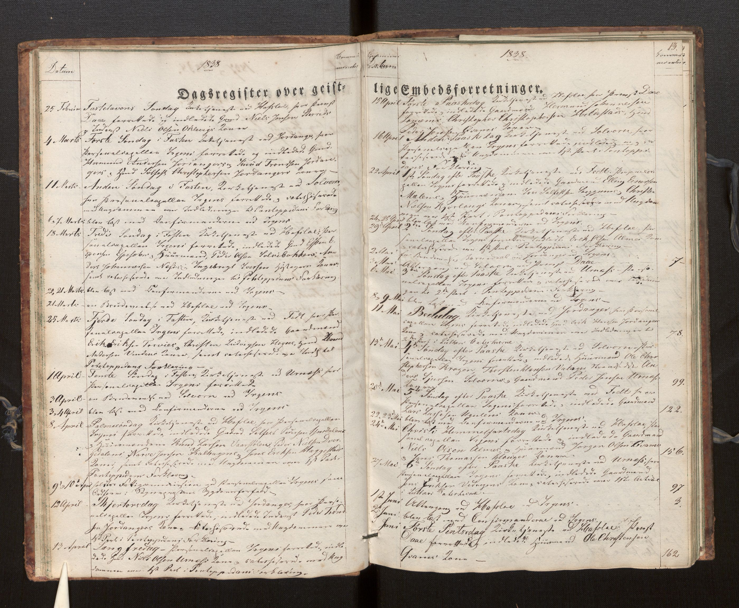 Hafslo sokneprestembete, SAB/A-80301/H/Haa/Haaf/L0001: Diary records no. F 1, 1834-1854, p. 13