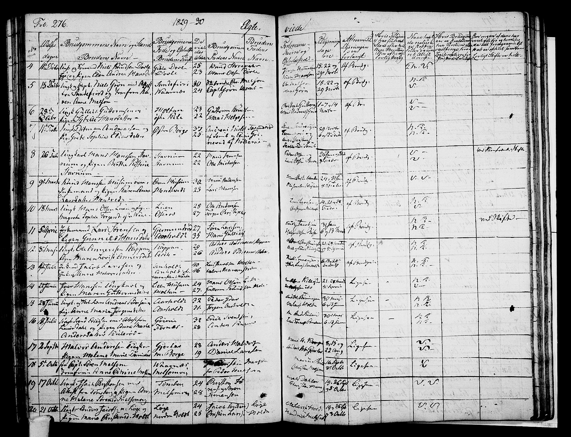 Stokke kirkebøker, SAKO/A-320/F/Fa/L0006: Parish register (official) no. I 6, 1826-1843, p. 276