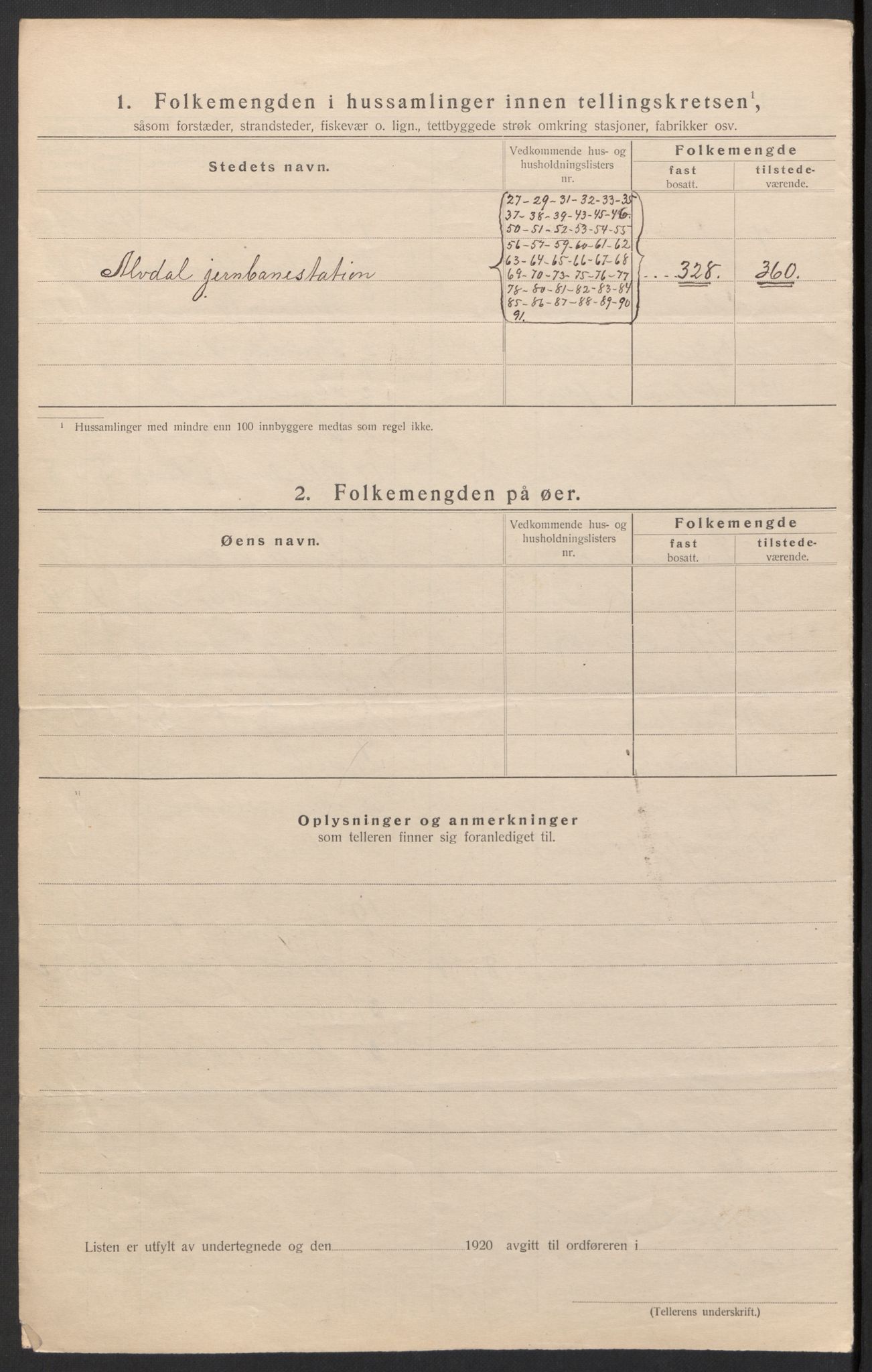 SAH, 1920 census for Alvdal, 1920, p. 22